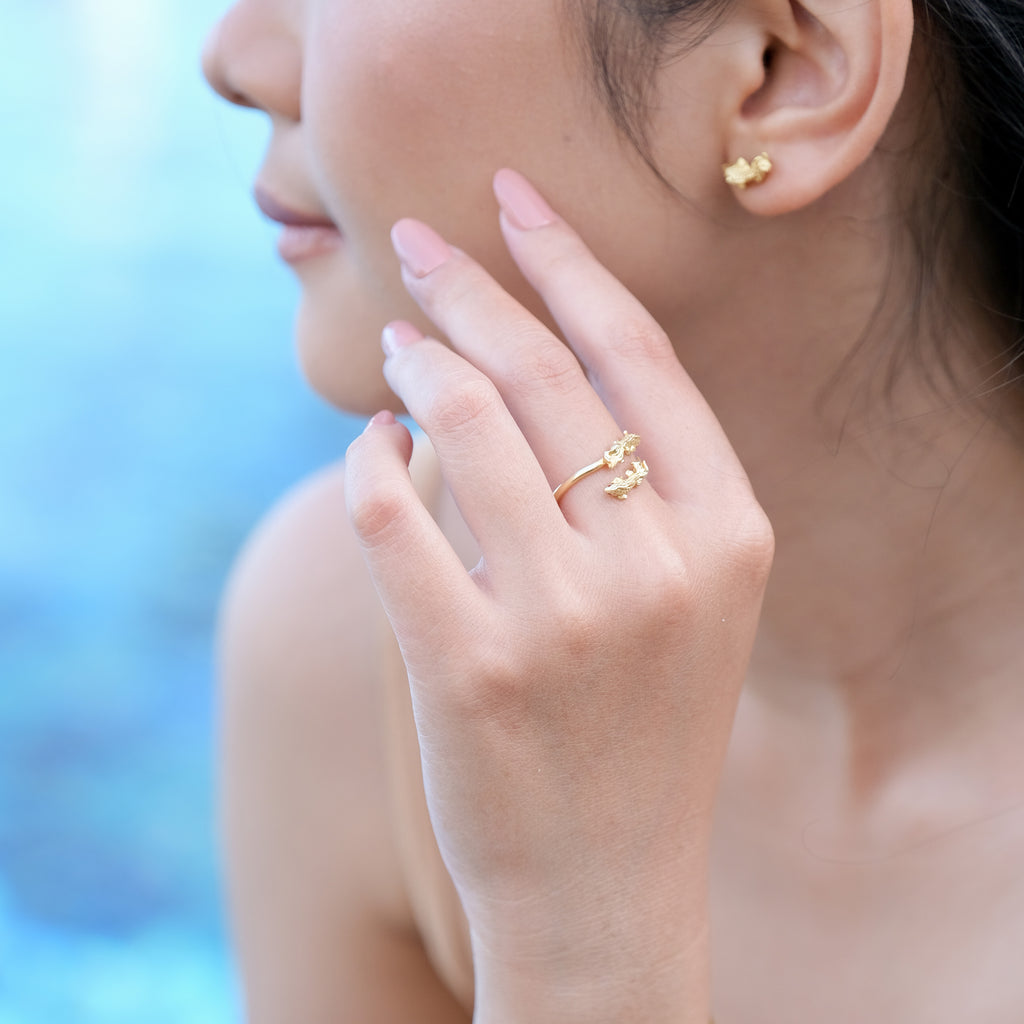 Anting Stud Perak Yamabuki Sterling Silver 925 Gold Plated
