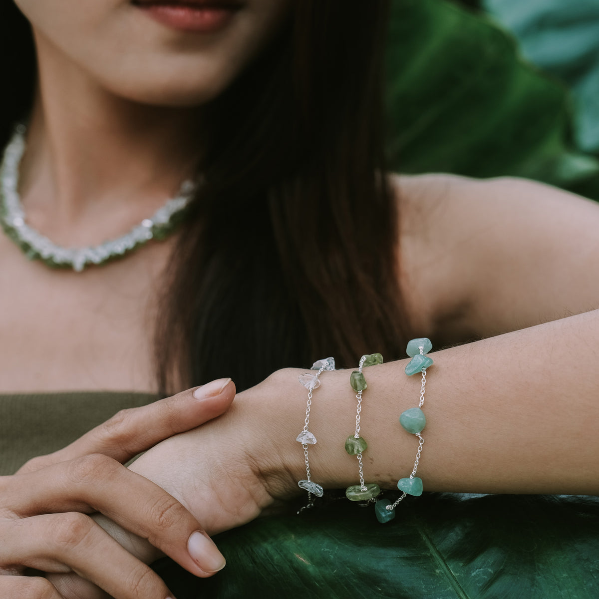 Aura Collection Chain Bracelet Sterling Silver 925 Peridot