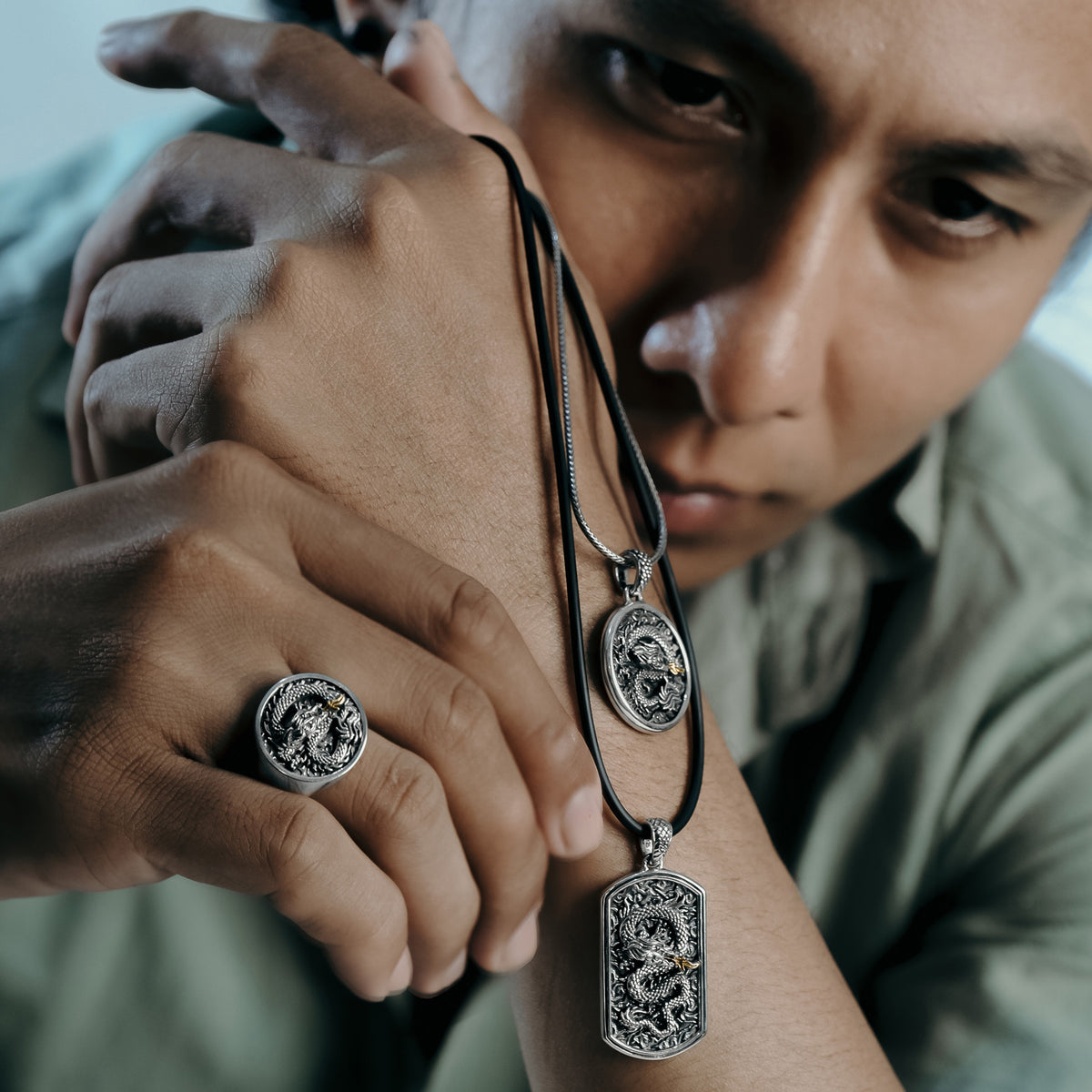 Pendant Perak Bulat Koleksi Dragon Sterling Silver