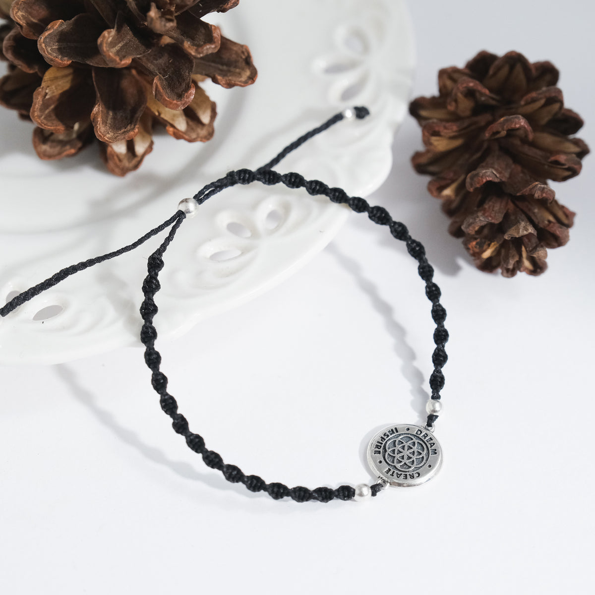 Gelang Serut Tali Hitam Perak 925 Koleksi Tree Of Life New Design