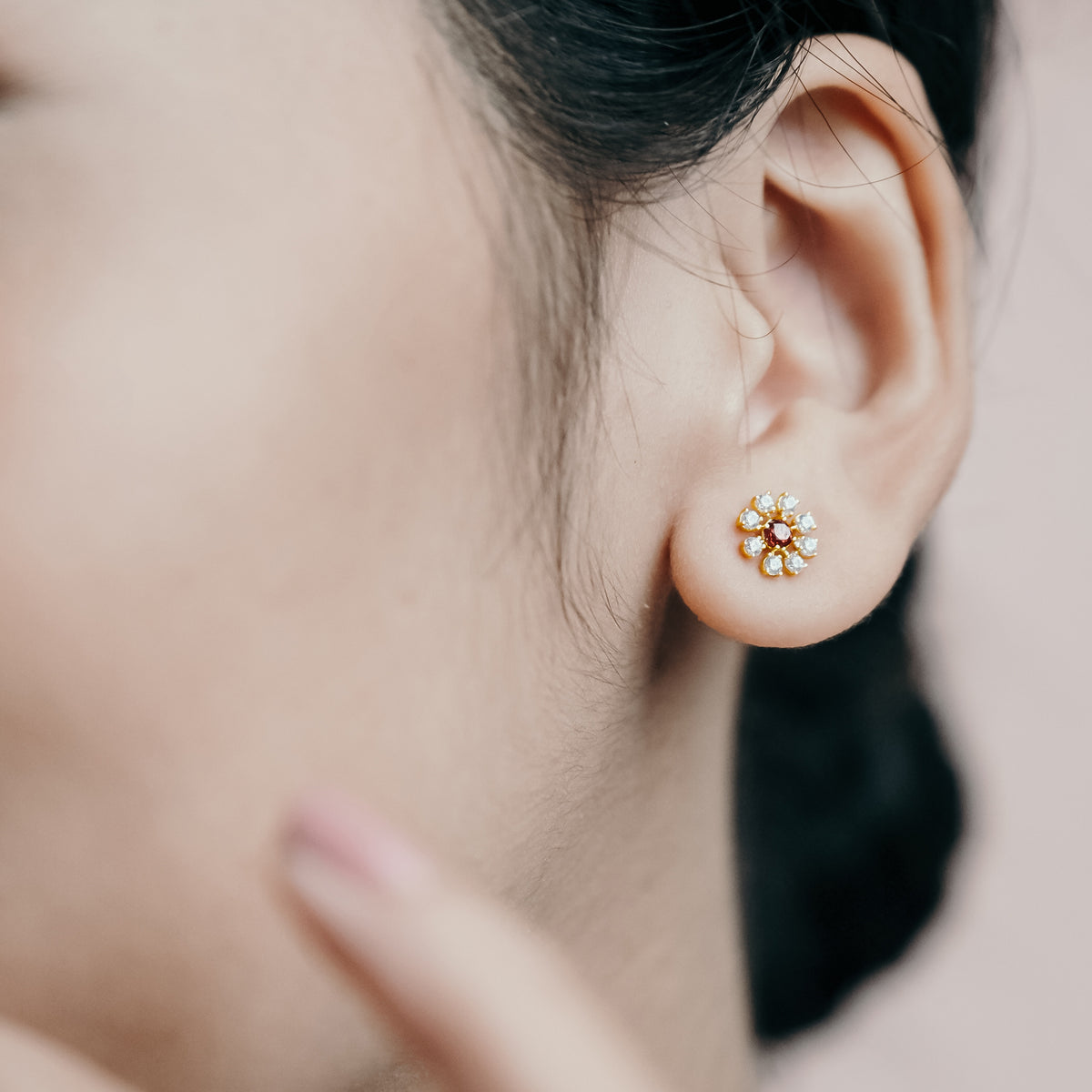 Anting Stud Koleksi Coreopsis Sterling Silver 925 Gold Plated