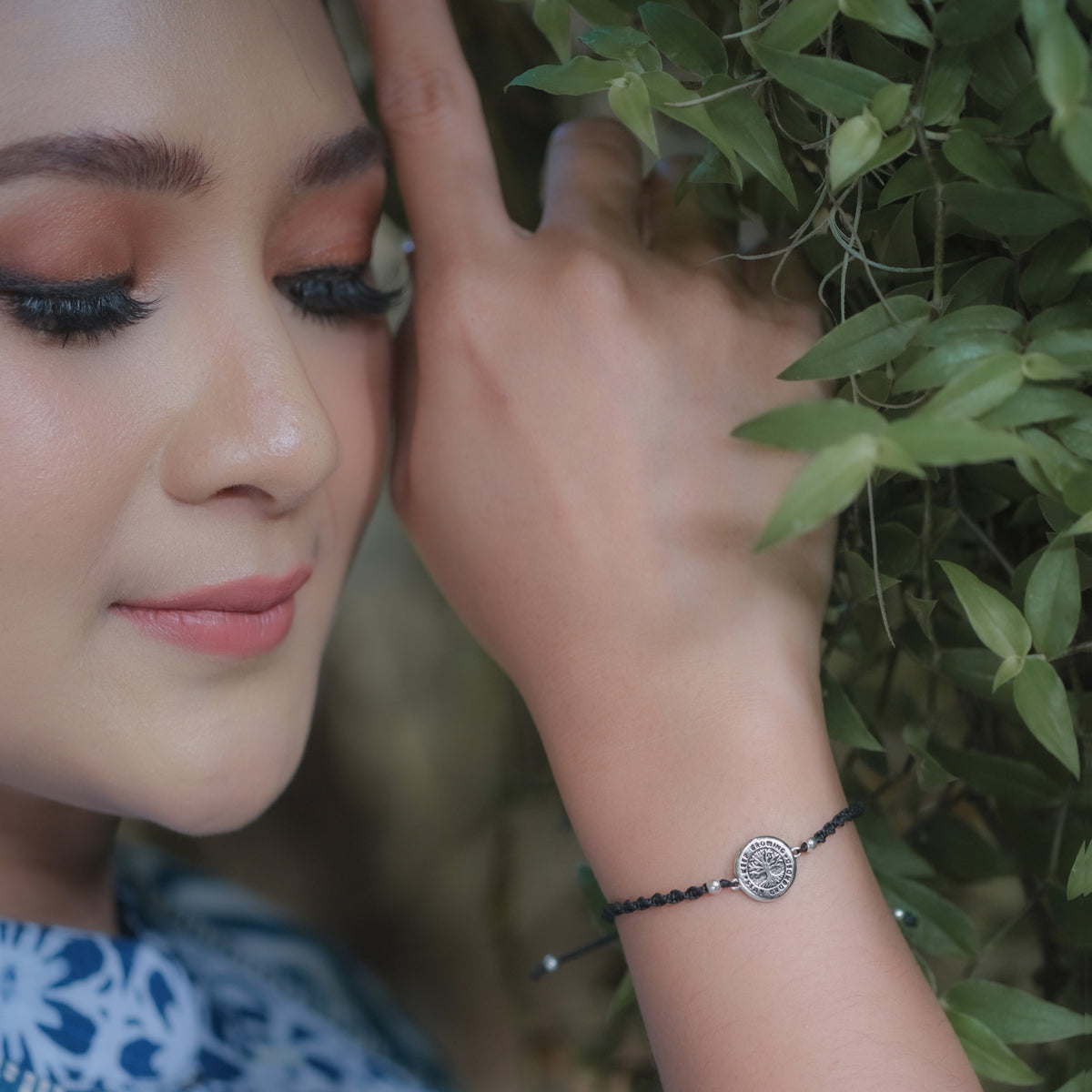 Gelang Serut Tali Hitam Perak 925 Koleksi Tree Of Life New Design