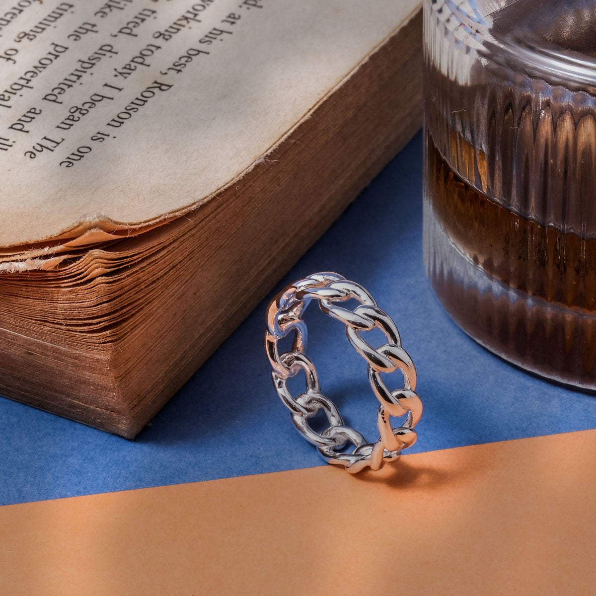 Cuban Sterling Silver 925 Medium Chain Ring