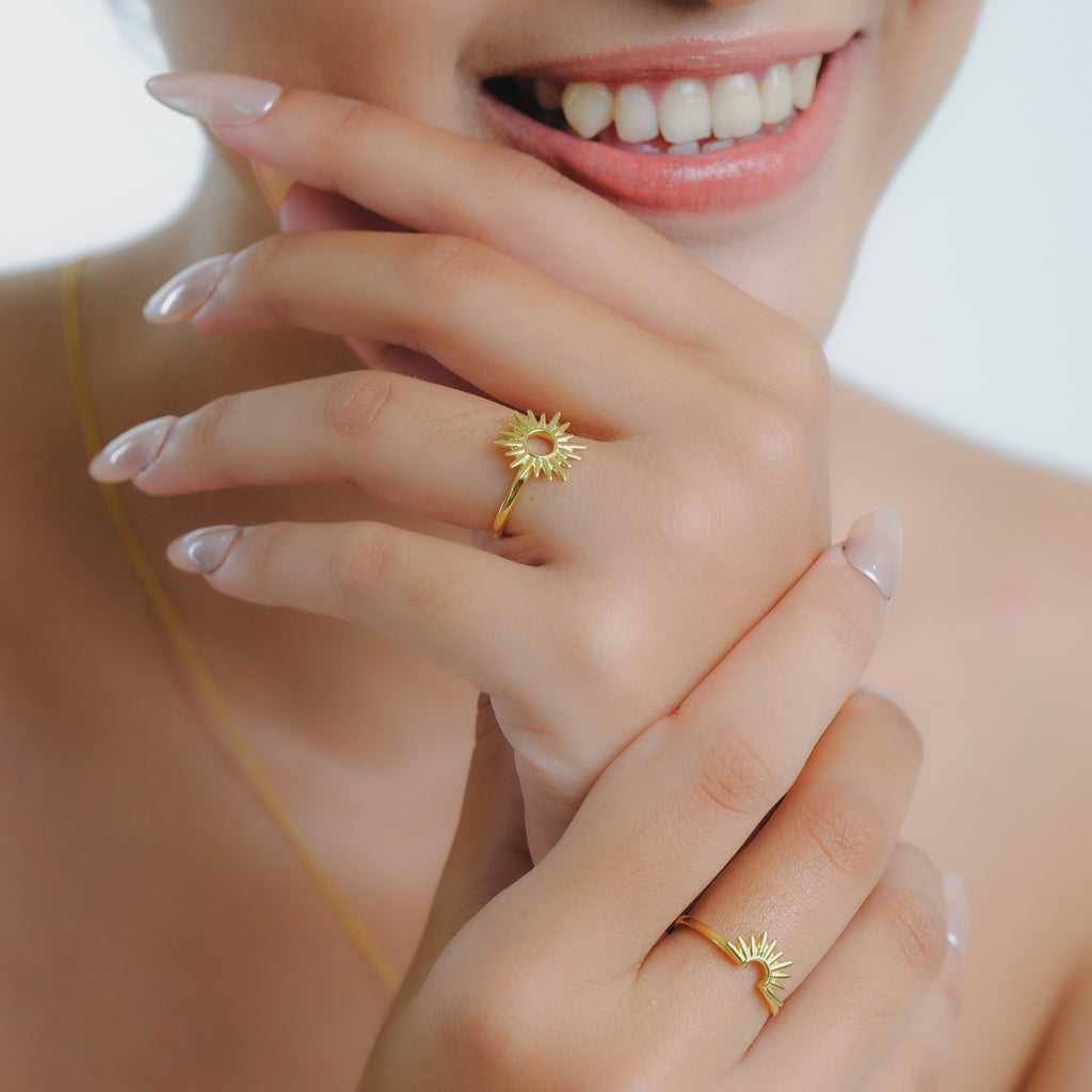 Full Ring Sunburn Gold Plated Sterling Silver 925 Collection