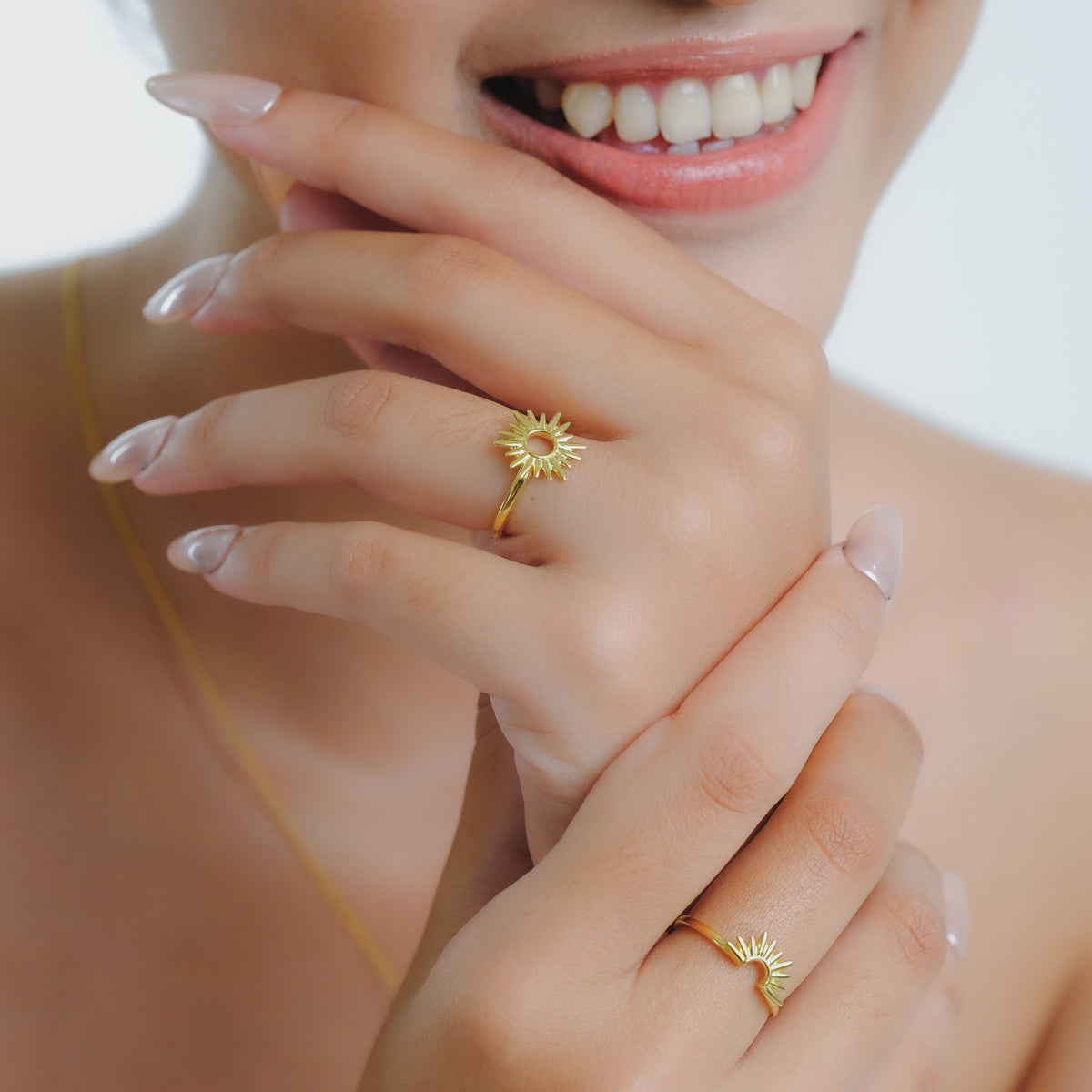 Full Ring Sunburn Gold Plated Sterling Silver 925 Collection