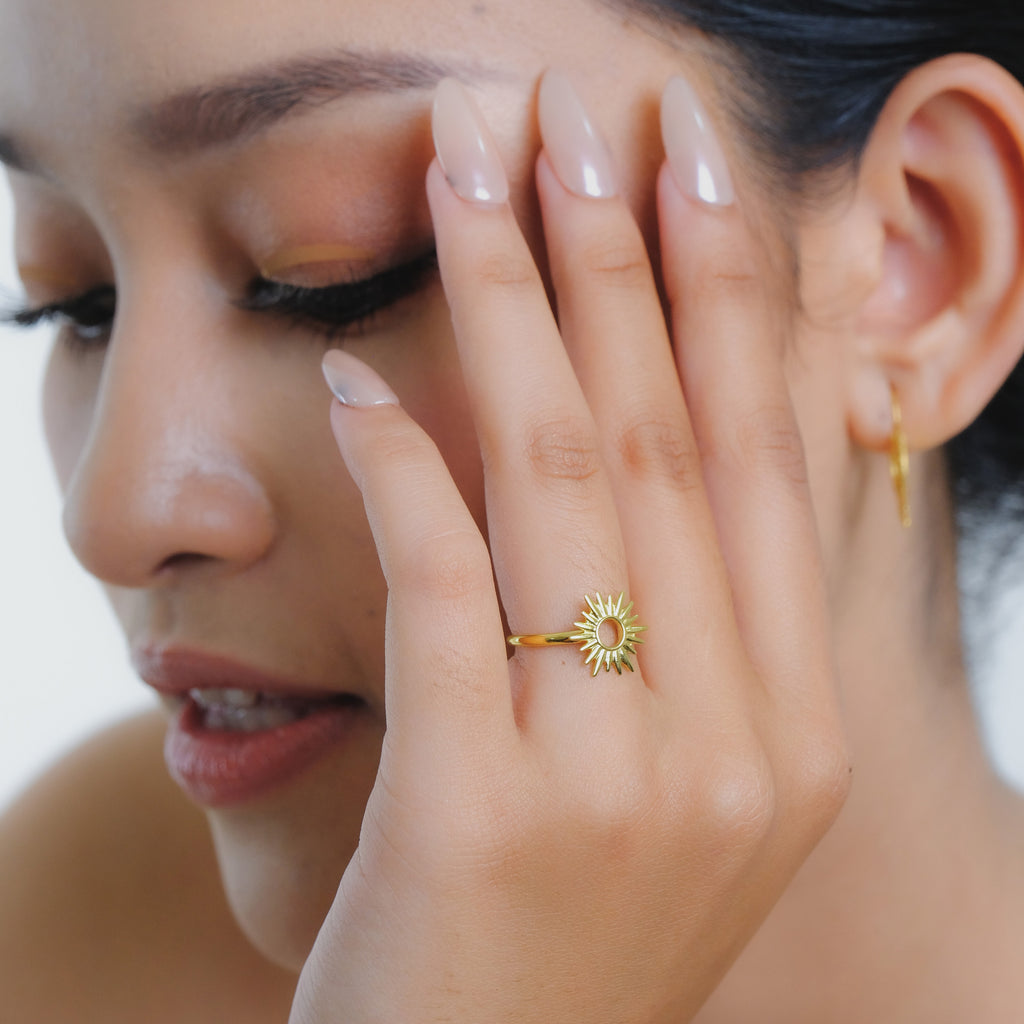 Full Ring Sunburn Gold Plated Sterling Silver 925 Collection