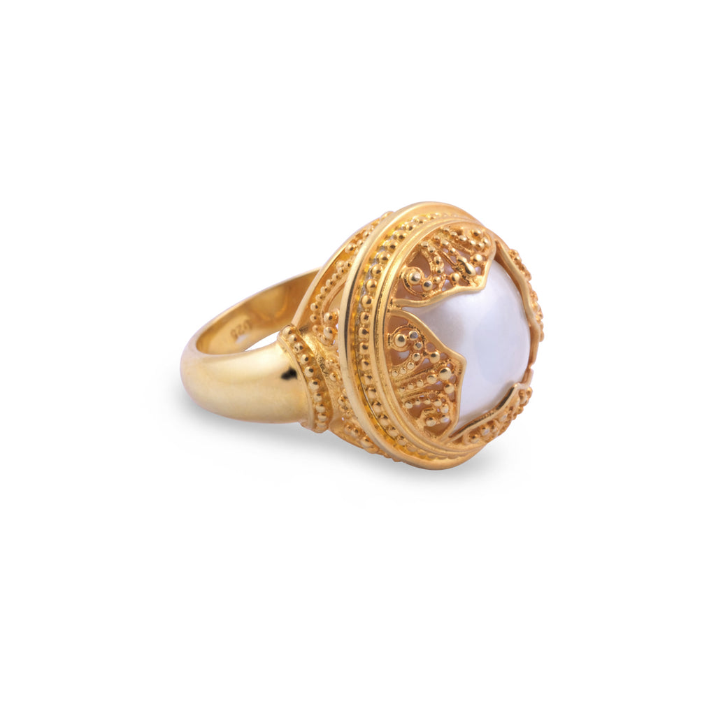 Padma Acala Collection Gold Plated 925 Silver Cocktail Ring