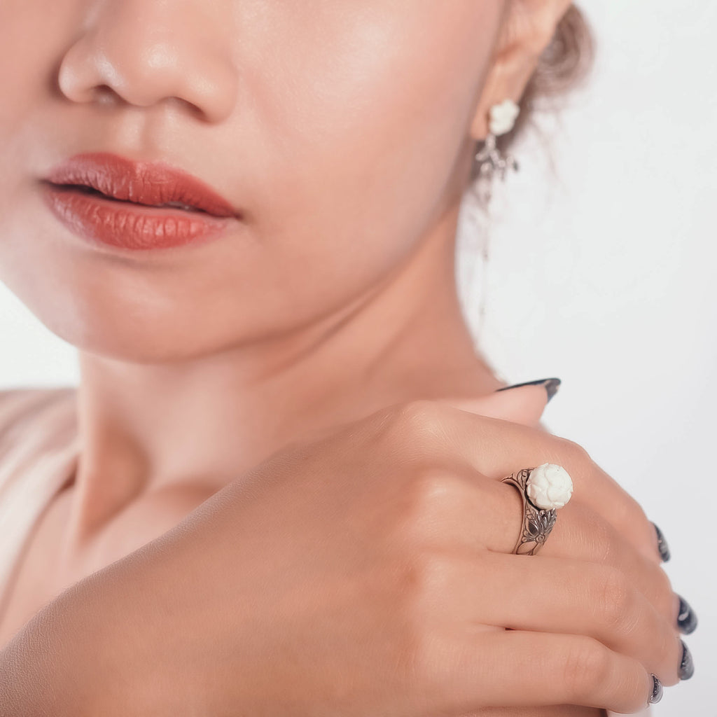 Small 925 Silver Cocktail Ring Japanese Collection