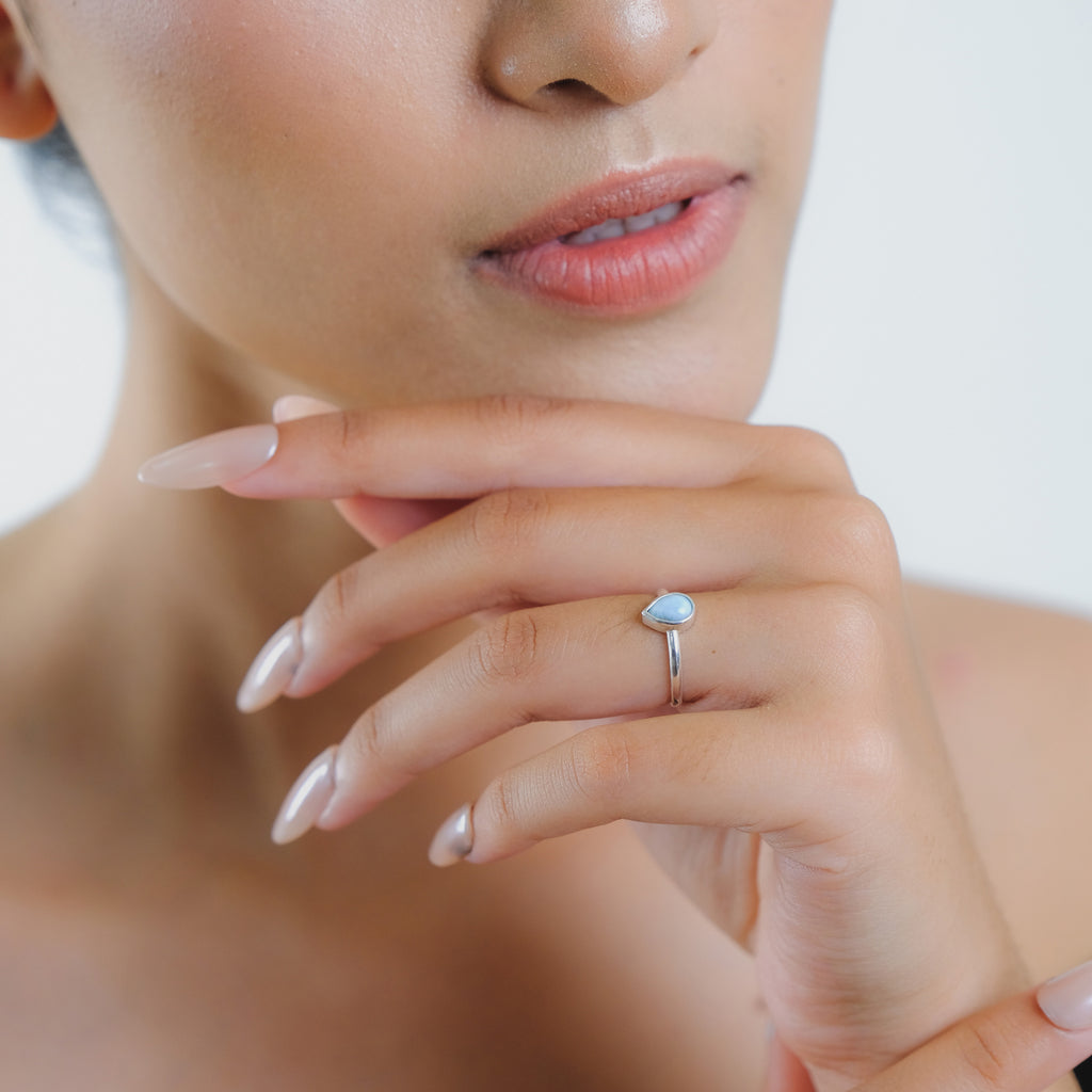 Cincin Teardrop Koleksi Larimar Sterling Silver 925