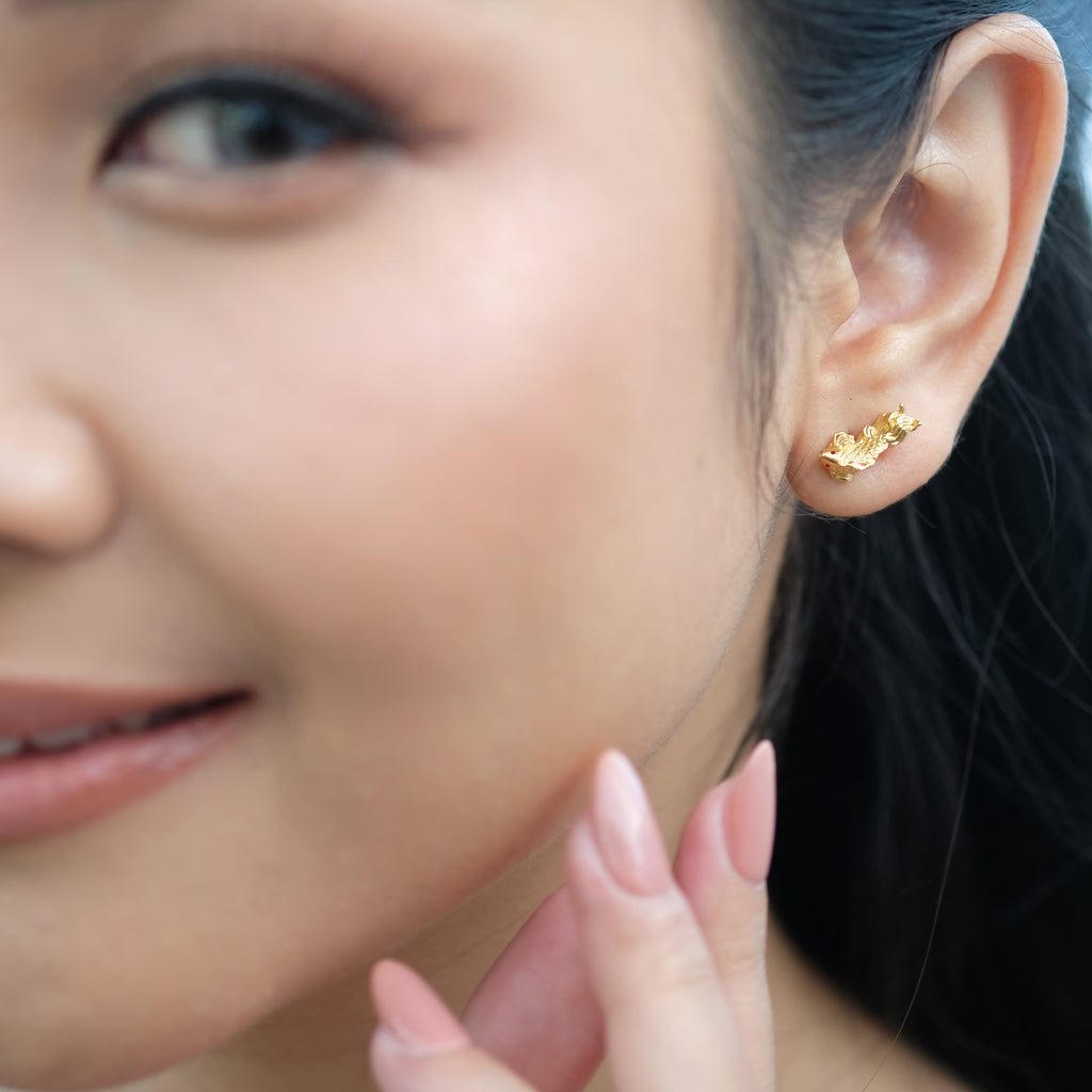Anting Stud Perak Yamabuki Sterling Silver 925 Gold Plated