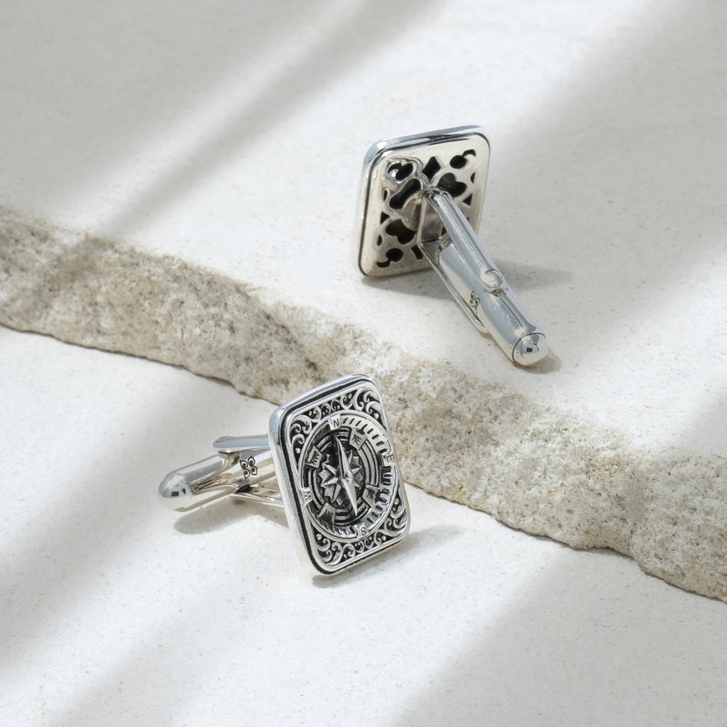Sterling Silver Compass Collection Cufflinks