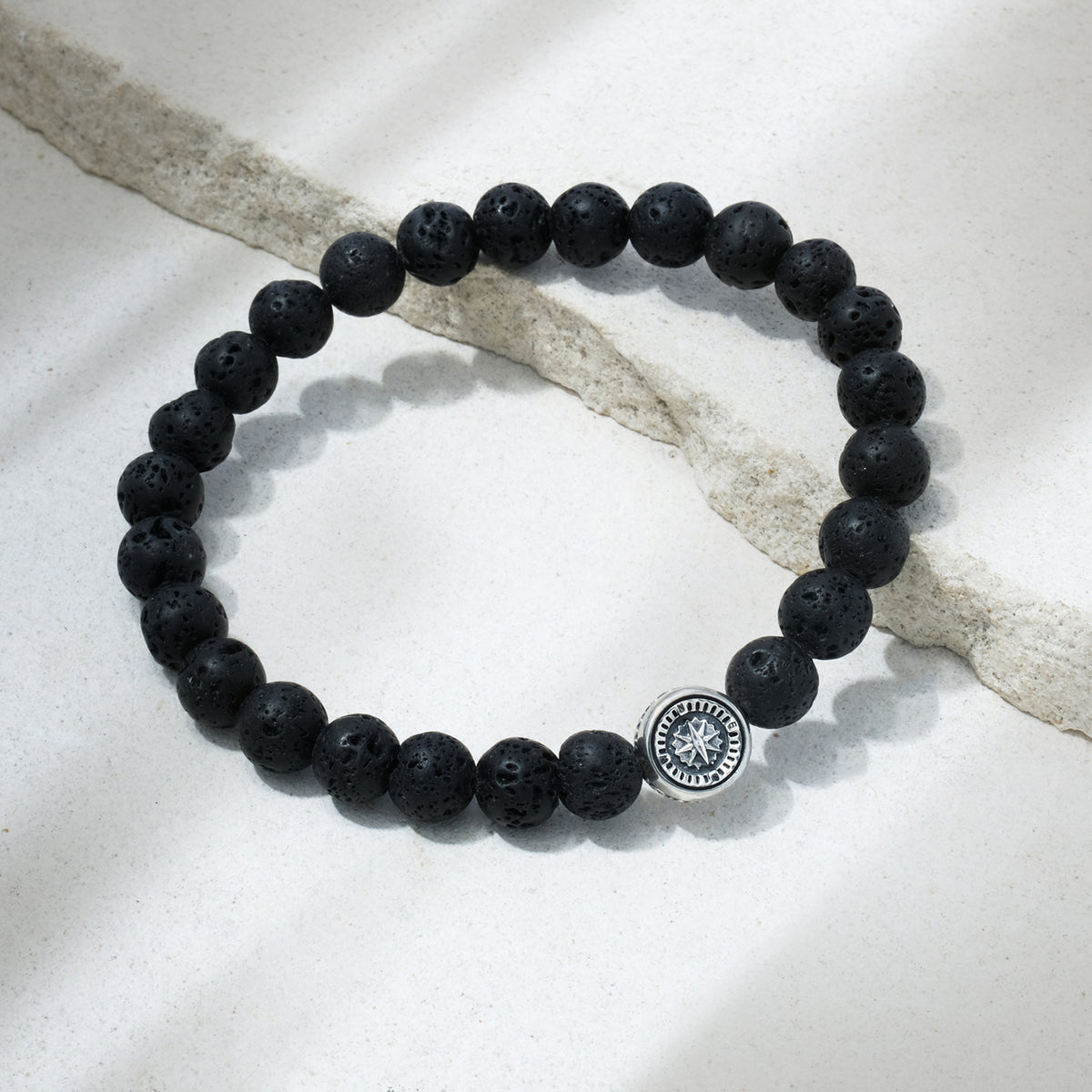Gelang Lava Bead Perak Koleksi Kompas Sterling Silver