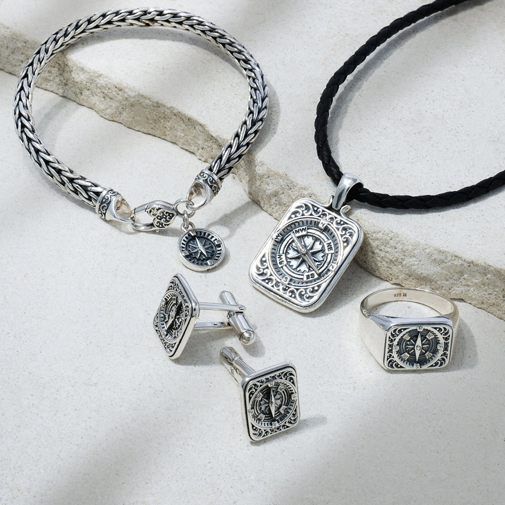 Silver Pendant Box Compass Sterling Silver 925 Collection