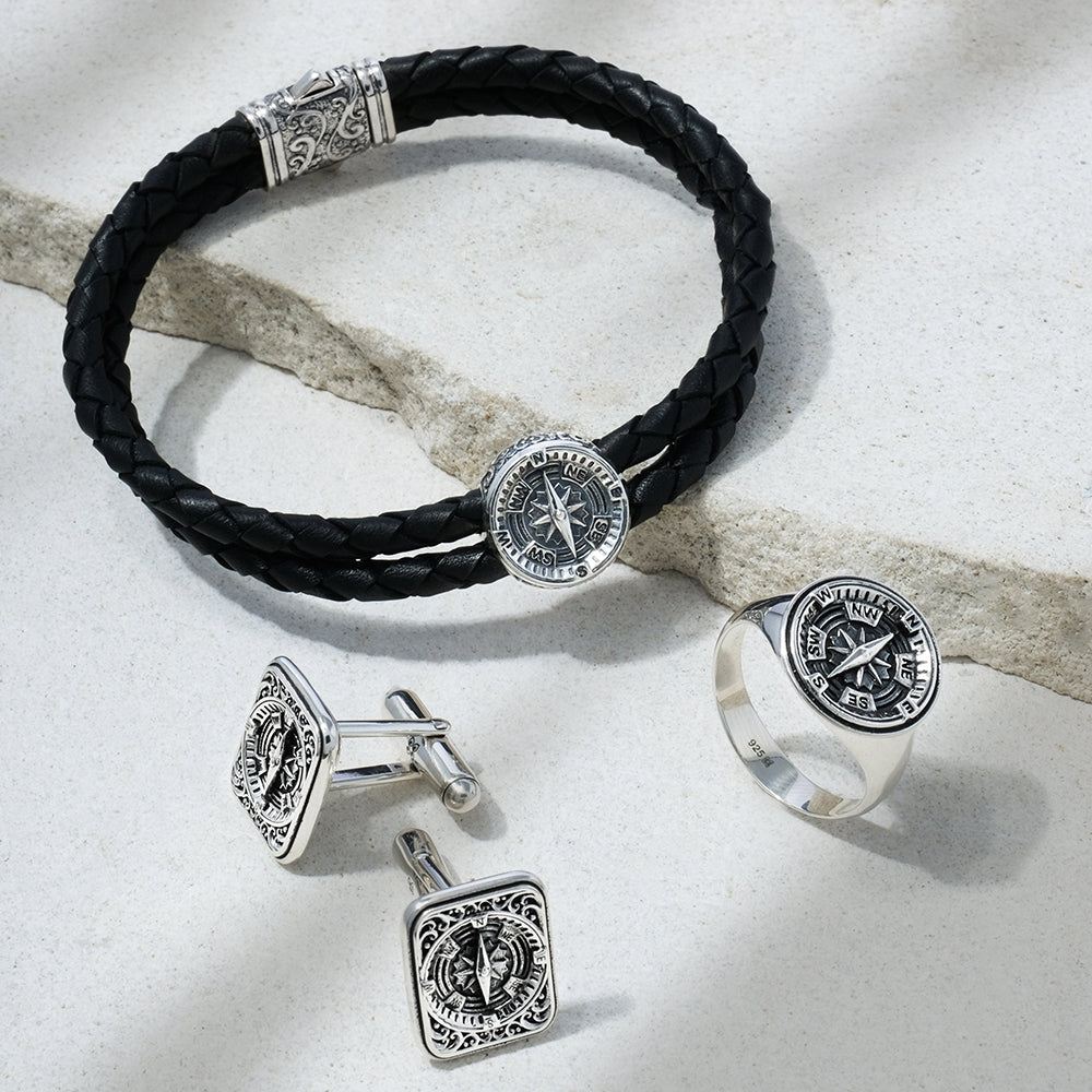Kompas Sterling Silver 925 Round Signet Ring
