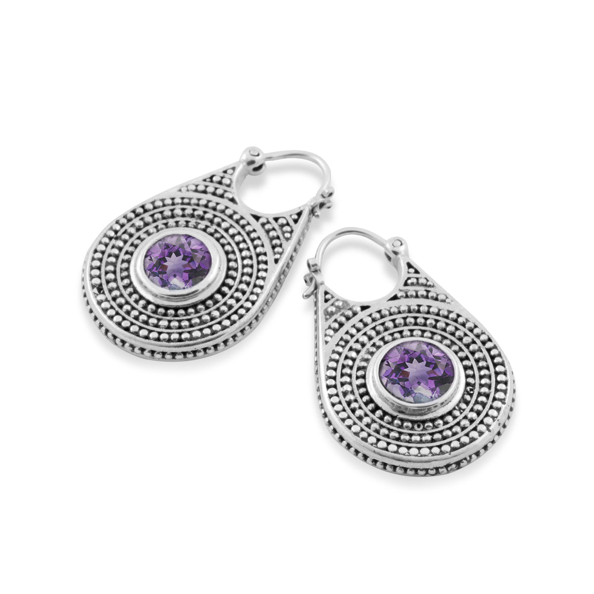 Sterling Silver 925 Jawan Collection Round Hoop Earrings