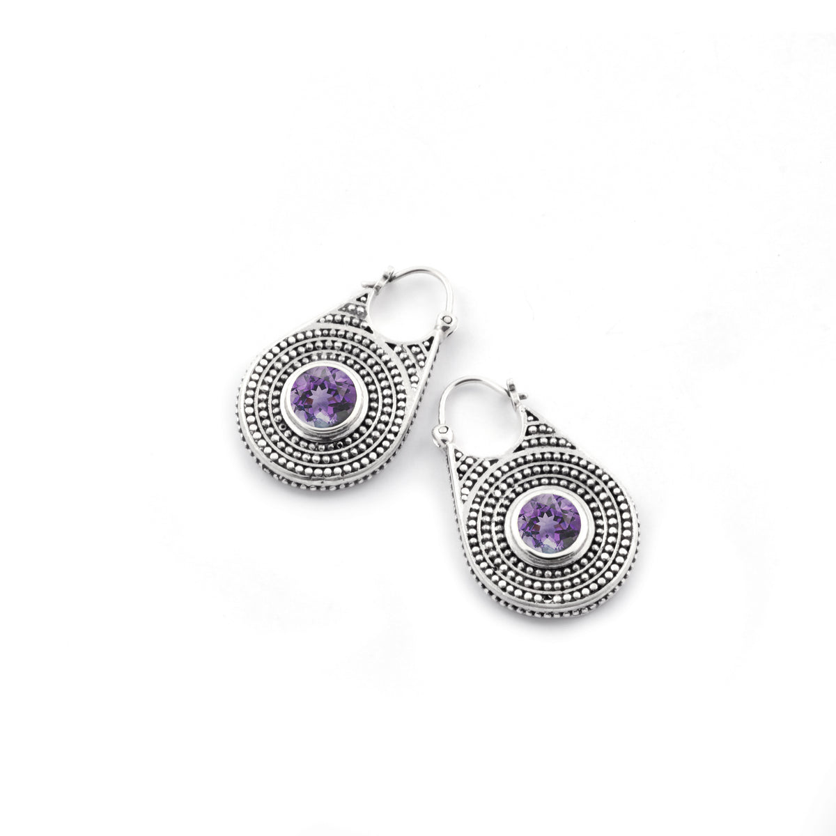 Sterling Silver 925 Jawan Collection Round Hoop Earrings