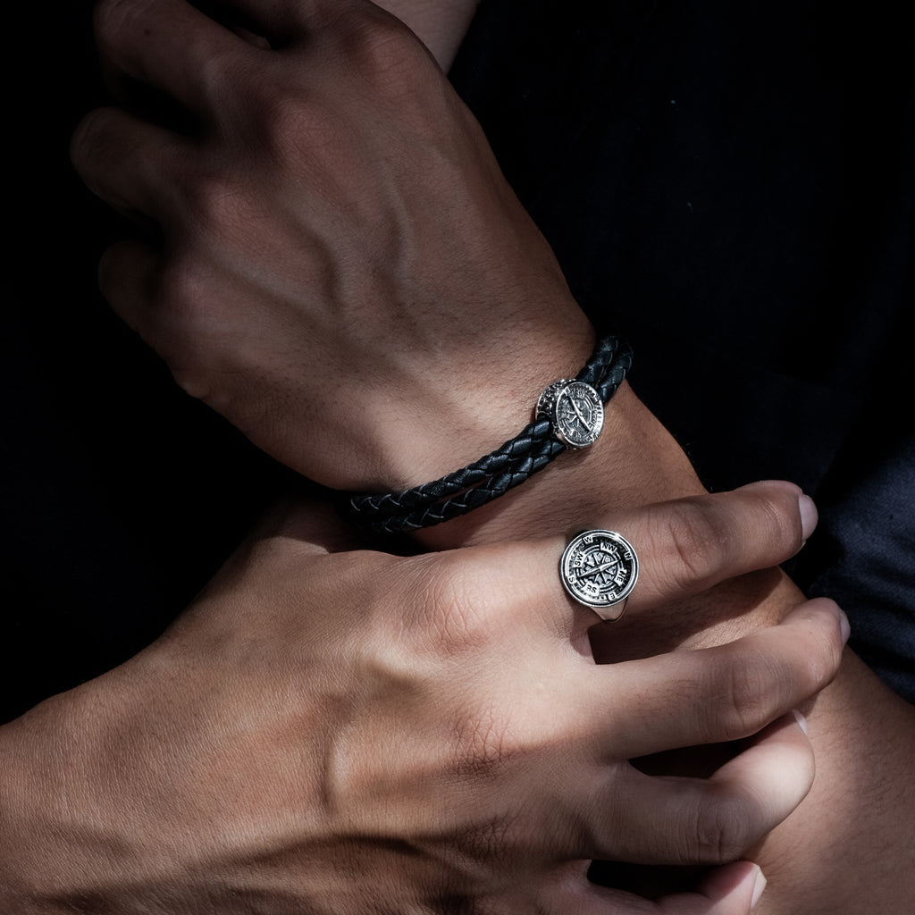 Kompas Sterling Silver 925 Round Signet Ring