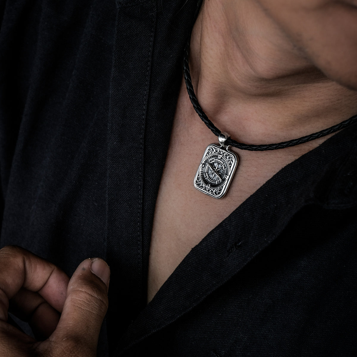 Silver Pendant Box Compass Sterling Silver 925 Collection