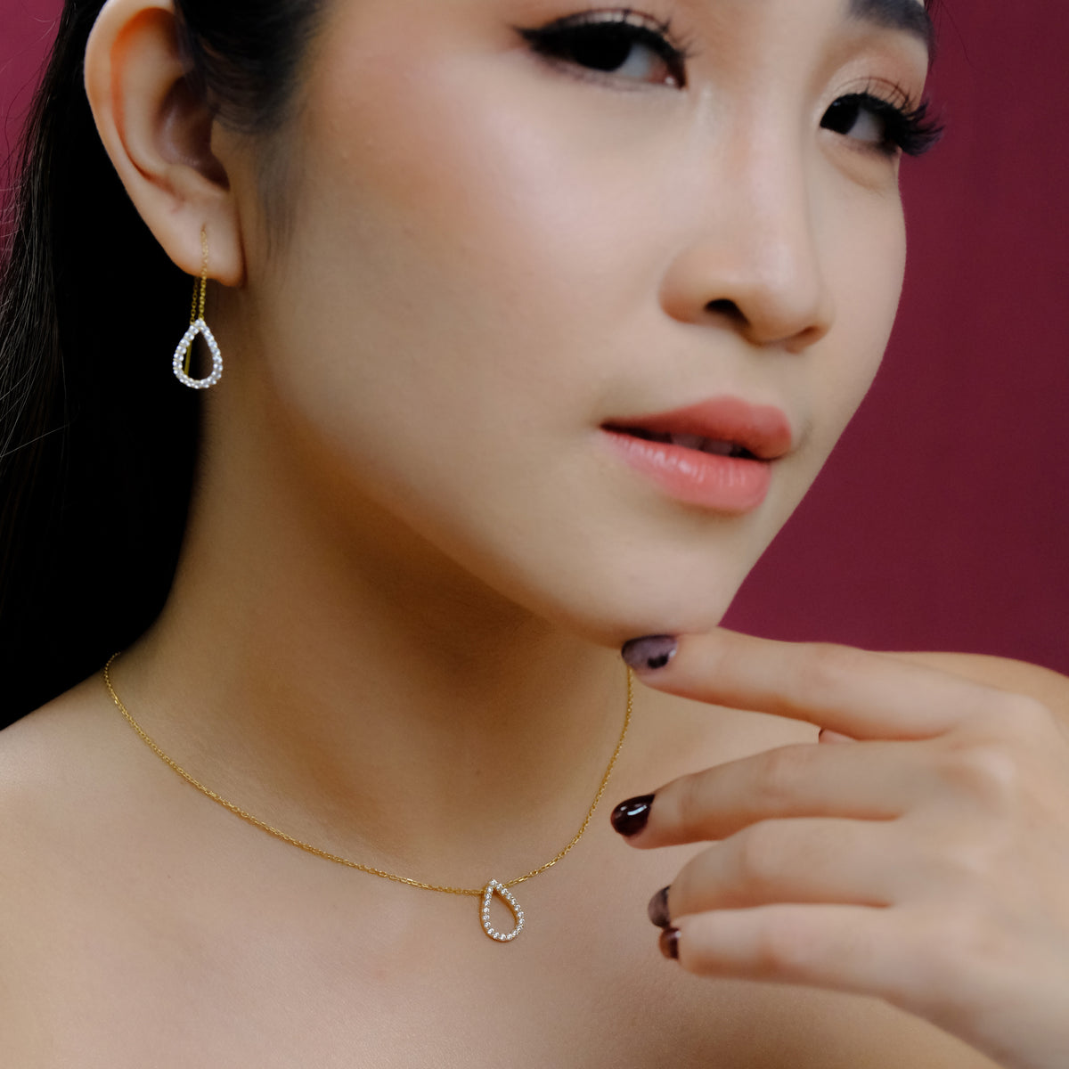Anting Threader Gold Plated Koleksi Pears Sterling Silver 925