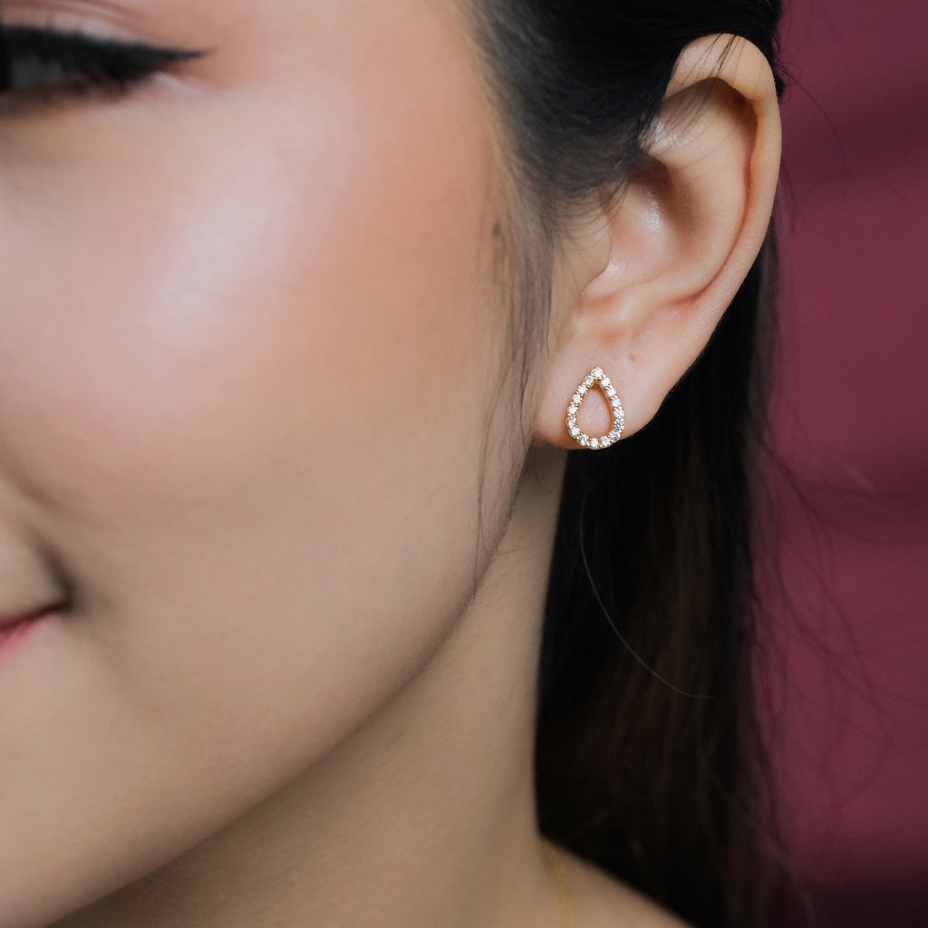 Anting Stud Koleksi Pears Sterling Silver 925 Gold Plated