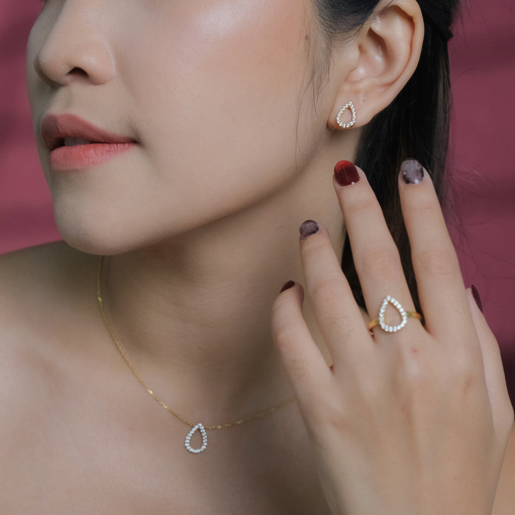 Anting Stud Koleksi Pears Sterling Silver 925 Gold Plated