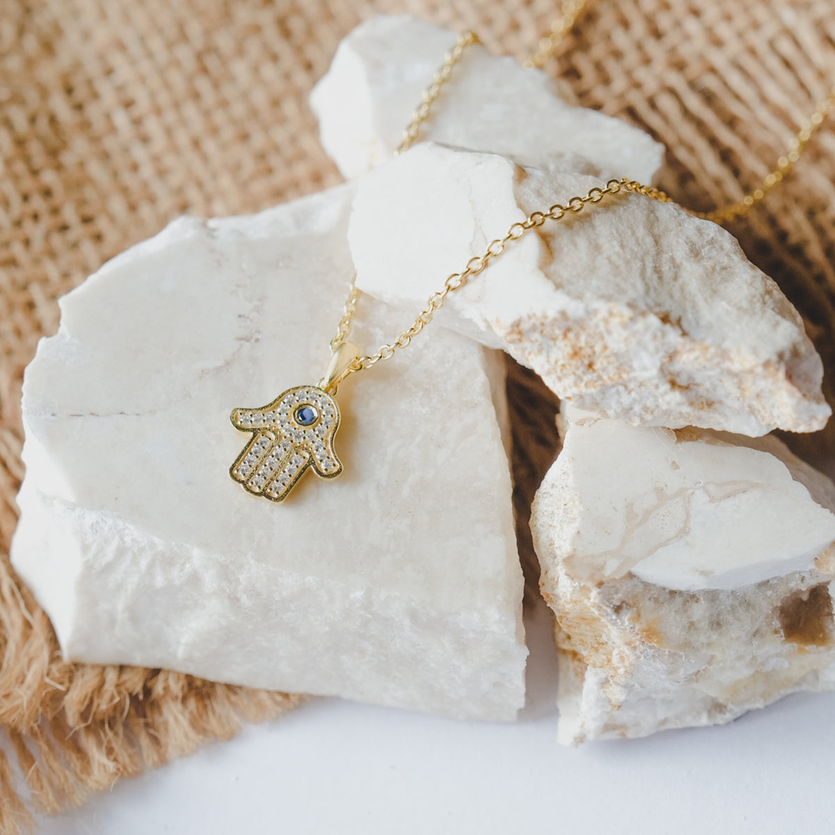 Hamsa Sterling Silver 925 Gold Plated Necklace