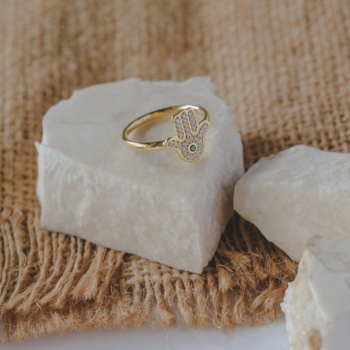 Ring 2 Silver Hamsa Collection Sterling Silver 925 Gold Plated