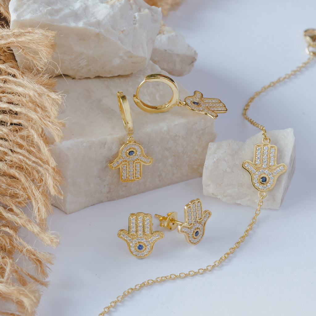 Hamsa Sterling Silver 925 Gold Plated Bracelet Collection