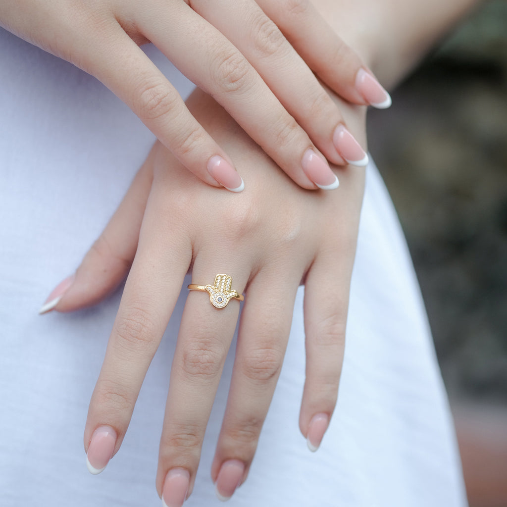Cincin 2 Perak Koleksi Hamsa Sterling Silver 925 Gold Plated