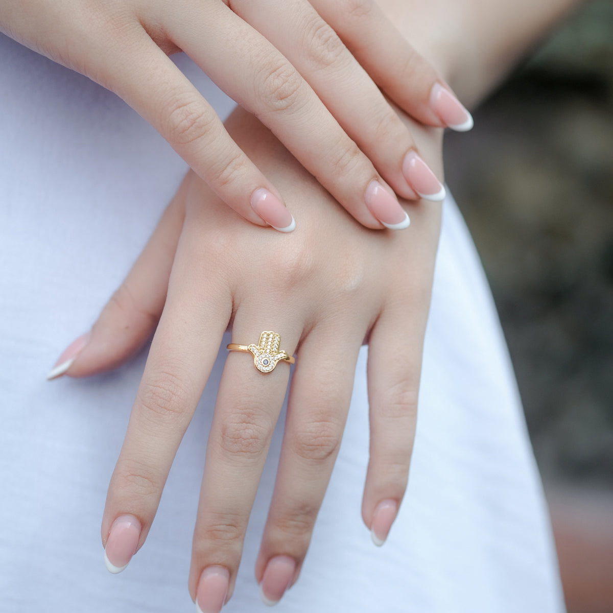 Cincin 2 Perak Koleksi Hamsa Sterling Silver 925 Gold Plated