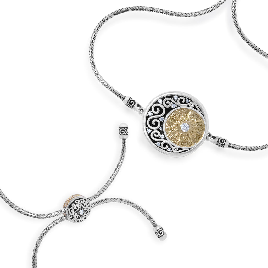 925 Sterling Silver Sun Collection Drawstring Chain Bracelet