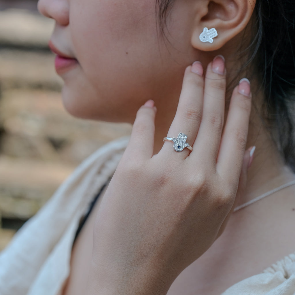 Anting Stud Perak Koleksi Hamsa Sterling Silver 925