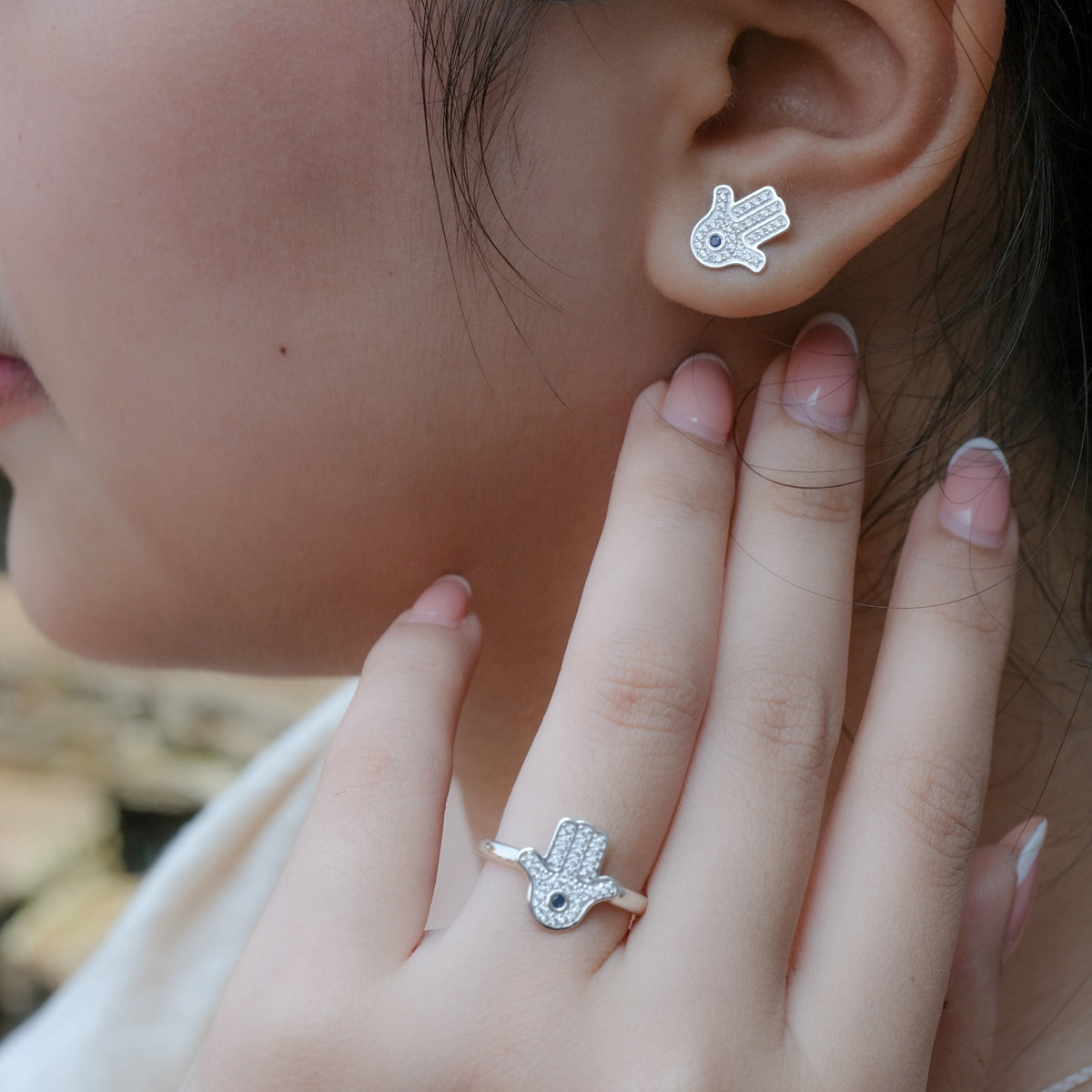 Anting Stud Perak Koleksi Hamsa Sterling Silver 925