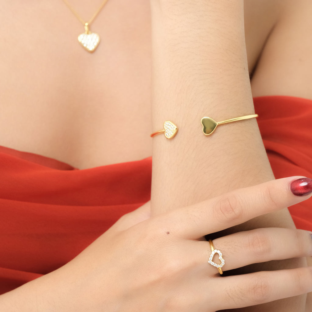 Heart Gold Plated Ring Dainty Heart 925 Sterling Silver Collection