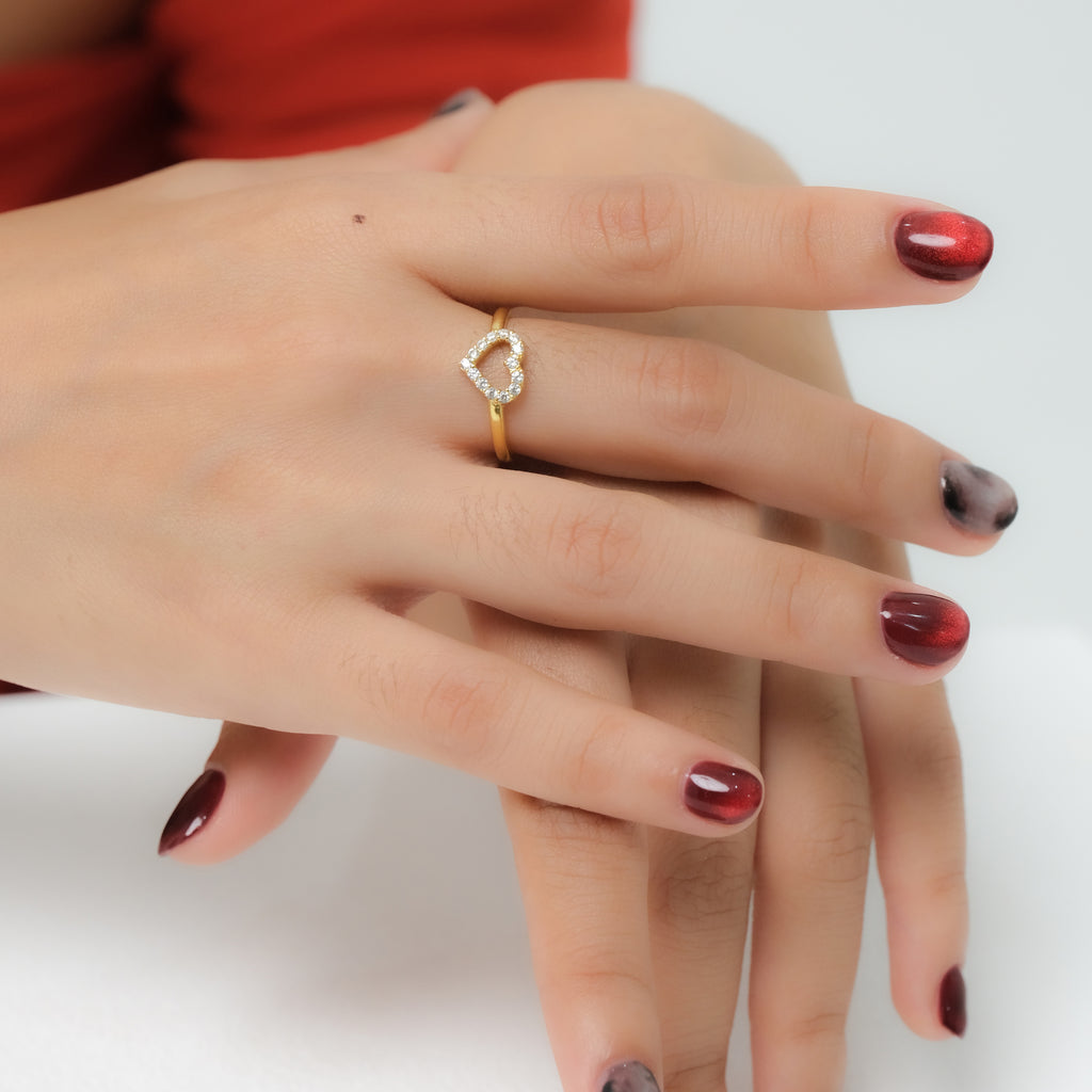 Heart Gold Plated Ring Dainty Heart 925 Sterling Silver Collection