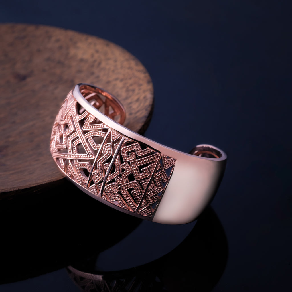 Gelang Cuff Bangle Rantai Perak 925 Koleksi Songket Bali