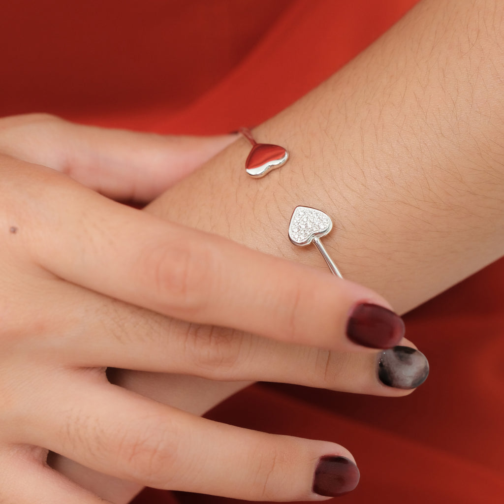 Gelang Cuff Bangle Koleksi Dainty Heart Sterling Silver 925