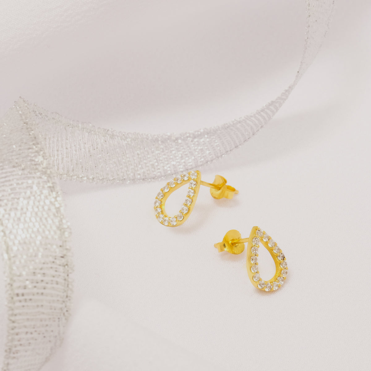 Anting Stud Koleksi Pears Sterling Silver 925 Gold Plated