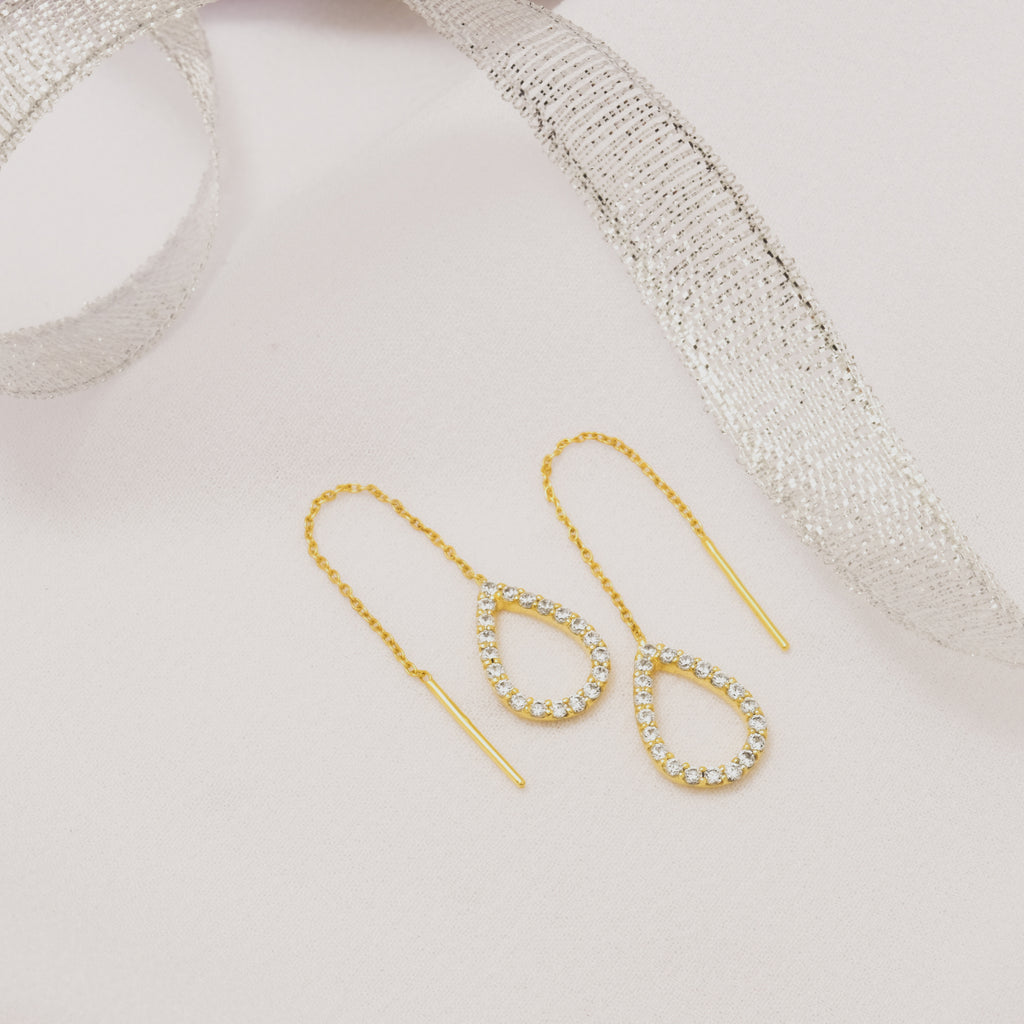 Anting Threader Gold Plated Koleksi Pears Sterling Silver 925