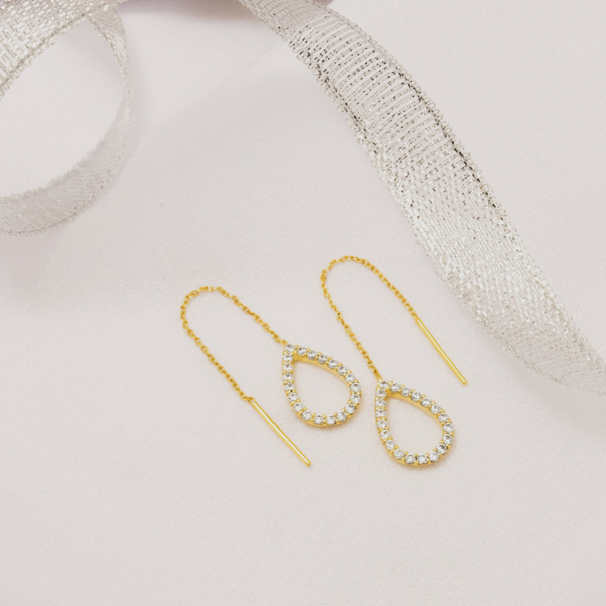 Anting Threader Gold Plated Koleksi Pears Sterling Silver 925