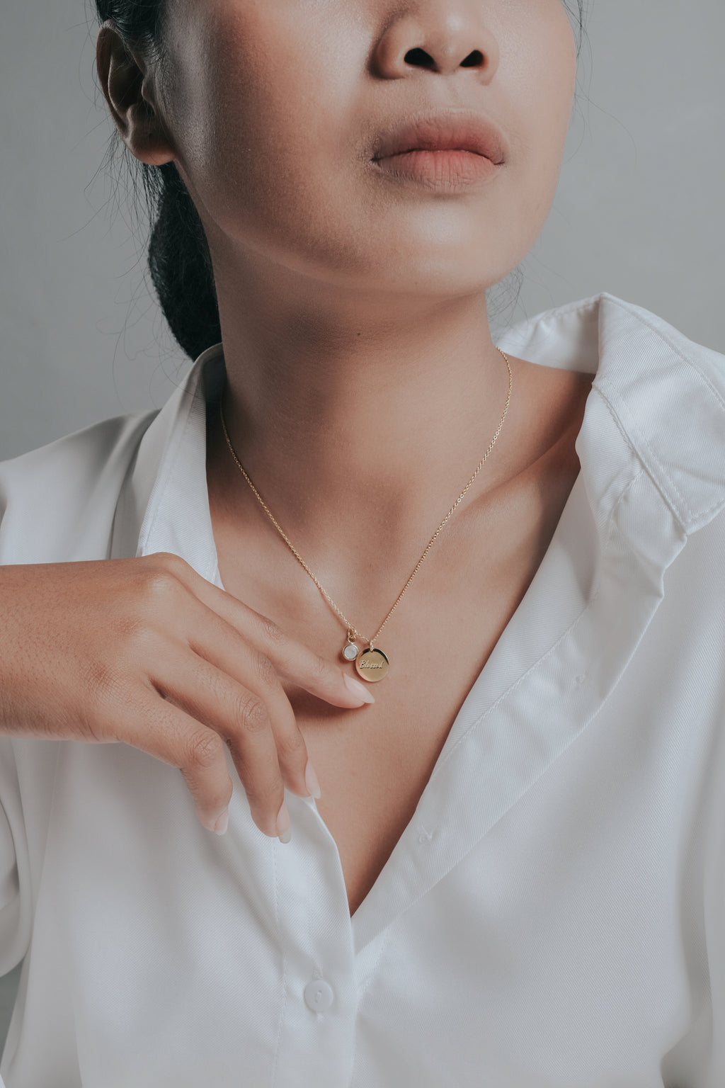Mantra Love Collection Chain Necklace Sterling Silver 925 Gold Plated