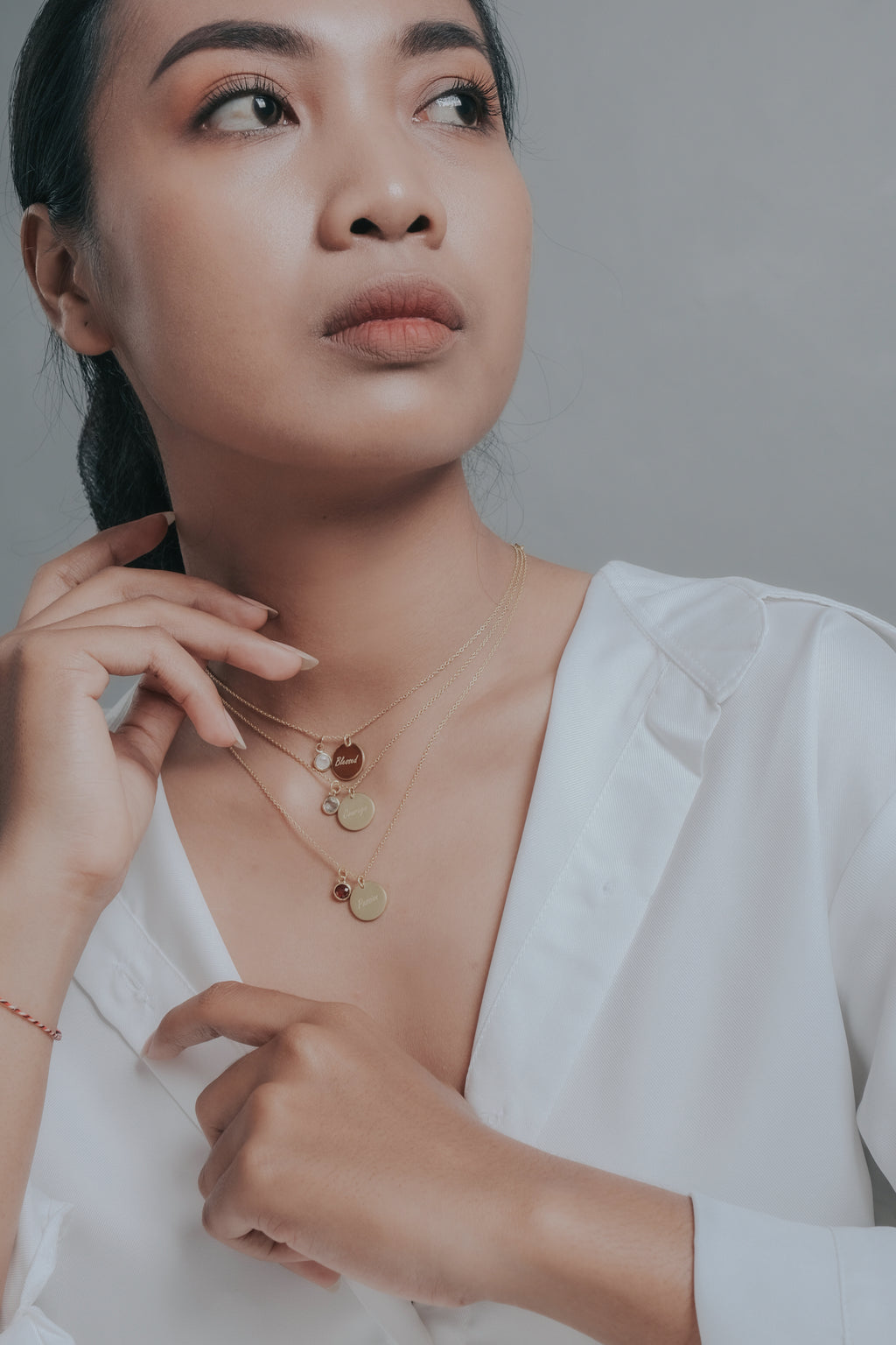 Grateful Mantra Collection Chain Necklace Sterling Silver 925 Gold Plated