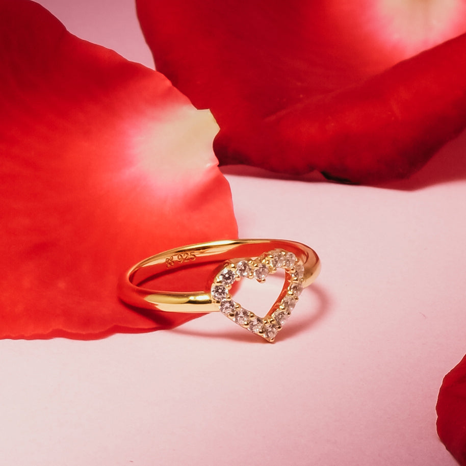 Cincin Heart Gold Plated Koleksi Dainty Heart Sterling Silver 925
