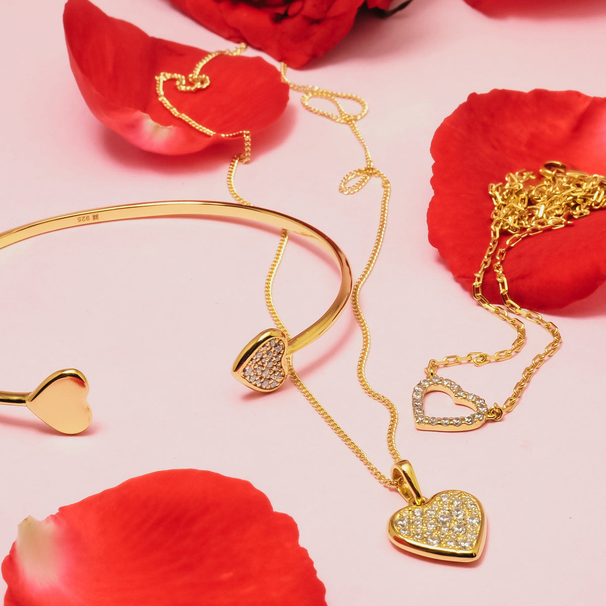 Kalung Gold Plated Koleksi Dainty Heart Sterling Silver 925