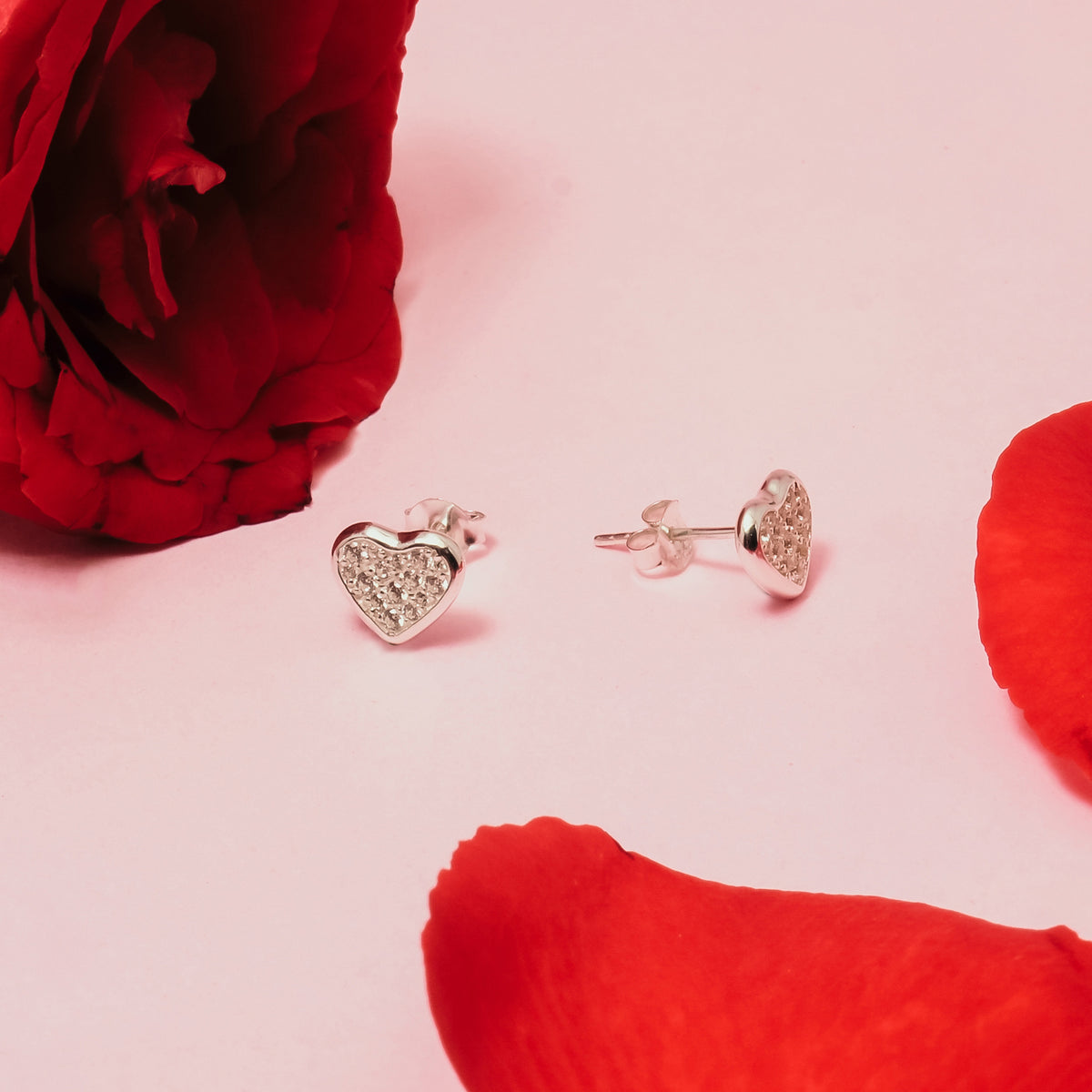 Anting Stud Koleksi Dainty Heart Sterling Silver 925