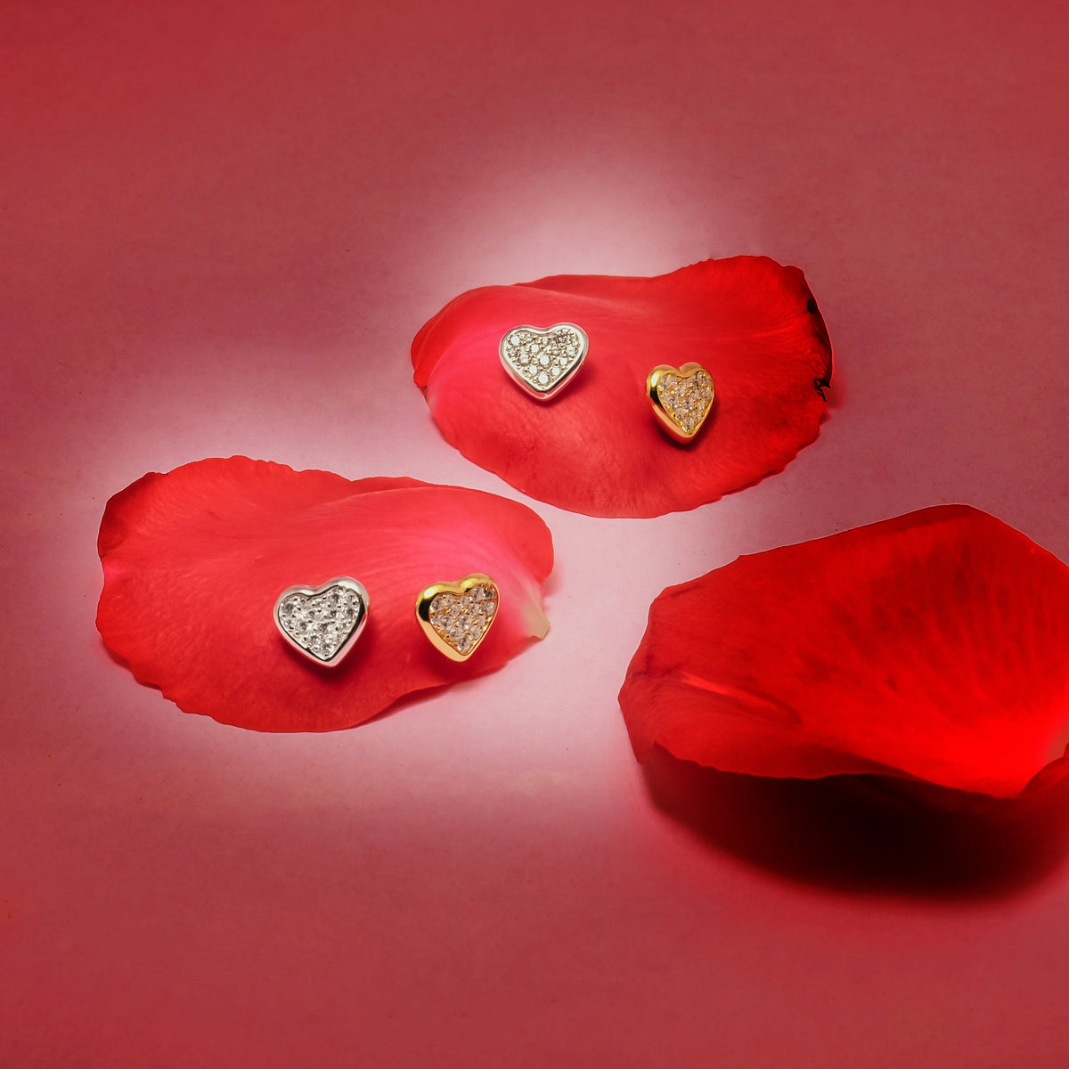 Dainty Heart Sterling Silver 925 Stud Earrings