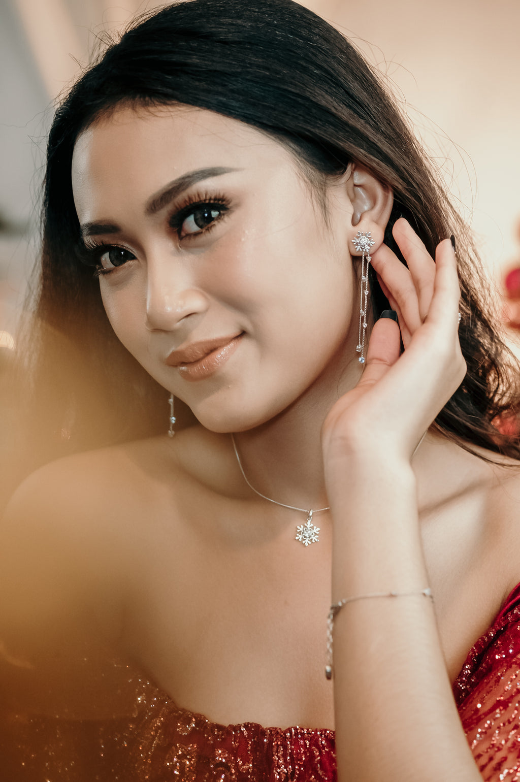 Anting Drop Perak Koleksi Fraktal Sterling Silver