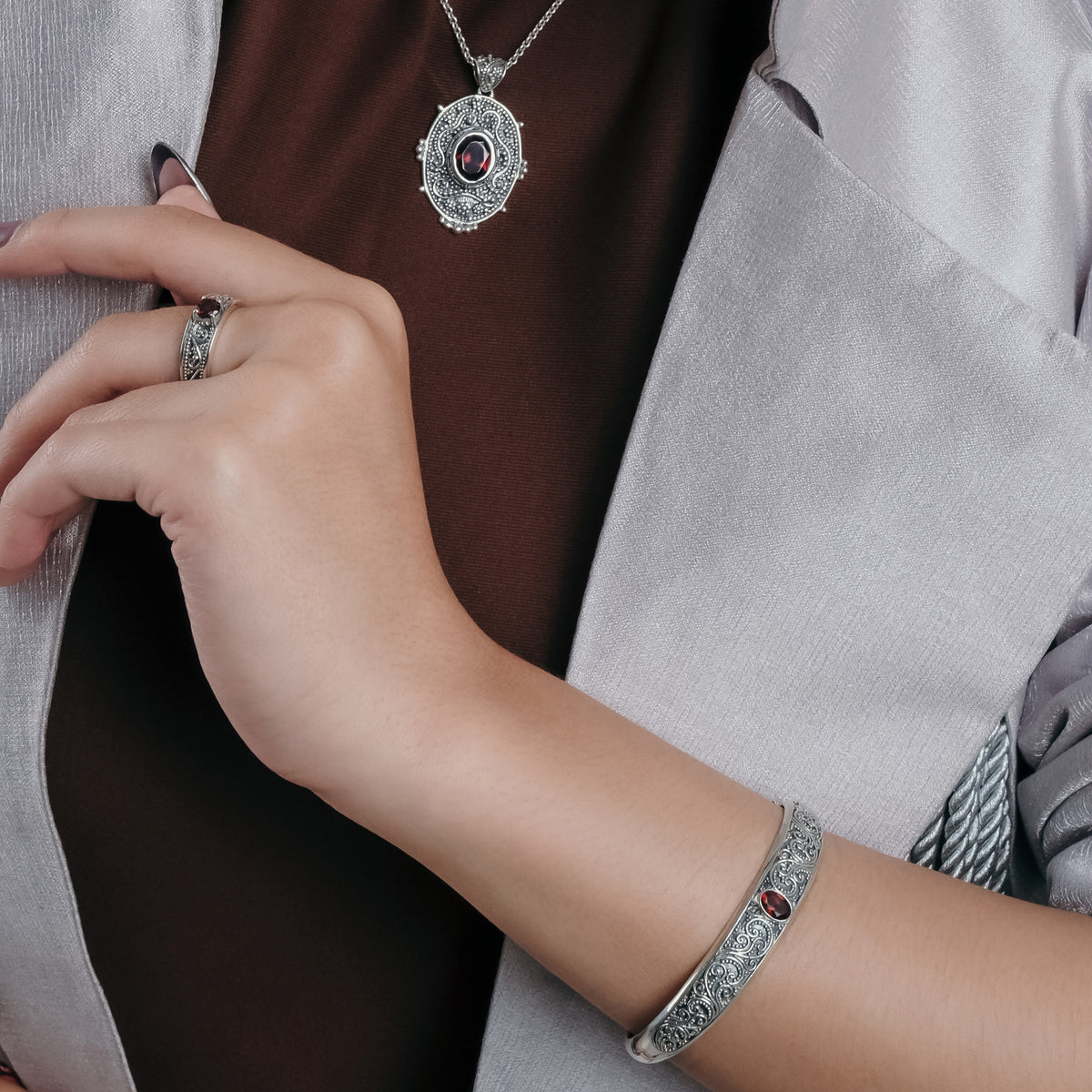 Mandala Collection Sterling Silver 925 Bangle Bracelet