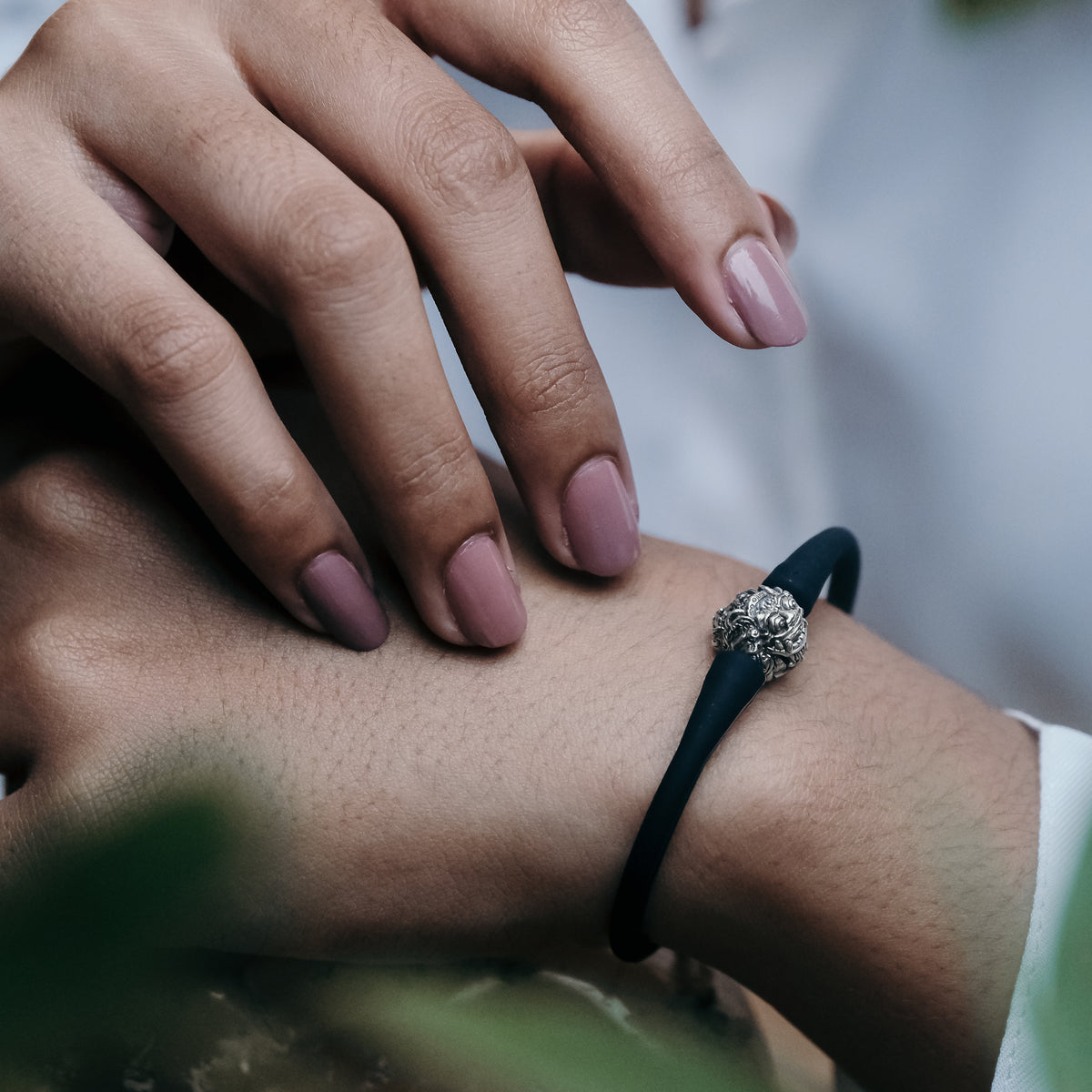 925 Sterling Silver Rubber Bead Barong Oxidation Bracelet