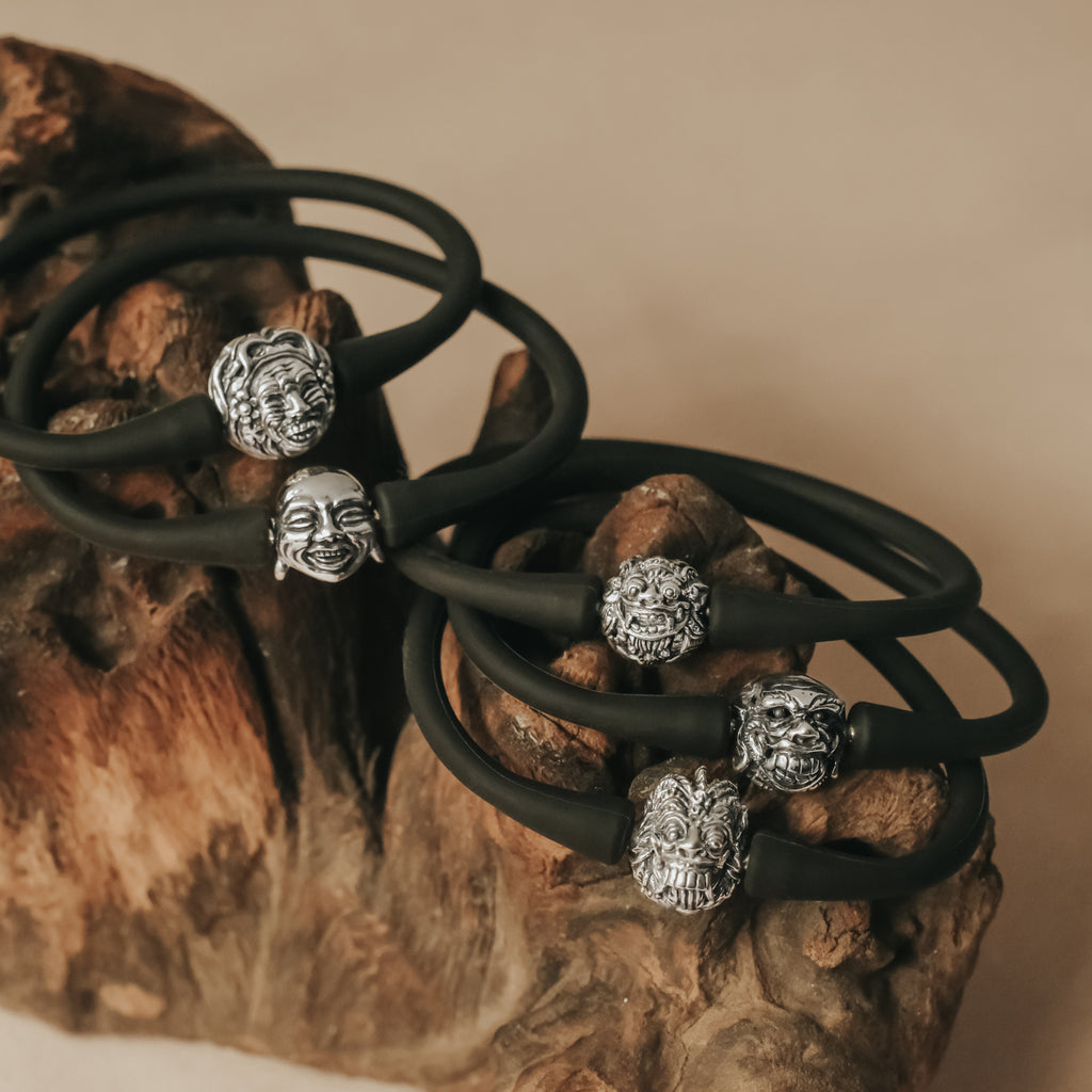 925 Sterling Silver Rubber Bead Barong Oxidation Bracelet